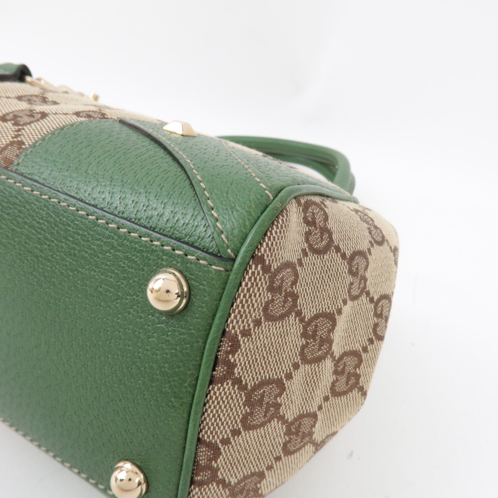 GUCCI New Jackie Schoudertas GG Canvas Leer Beige Groen 124407 