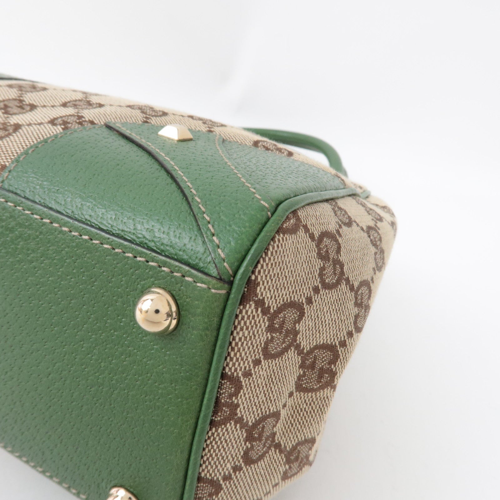 GUCCI New Jackie Schoudertas GG Canvas Leer Beige Groen 124407 