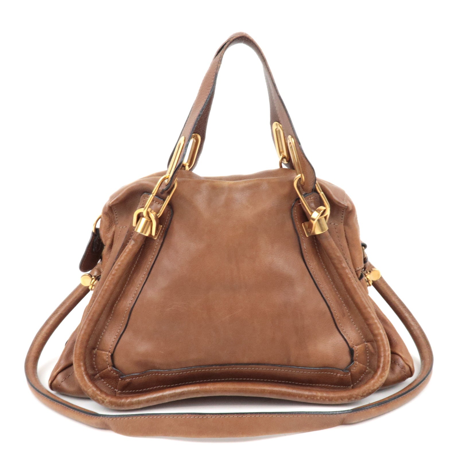 Chloe Paraty 2Way Handbag Shoulder Bag Leather Brown74774