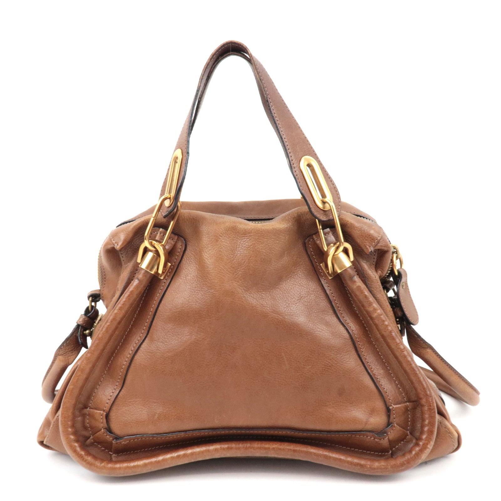 Chloe Paraty 2Way Handbag Shoulder Bag Leather Brown