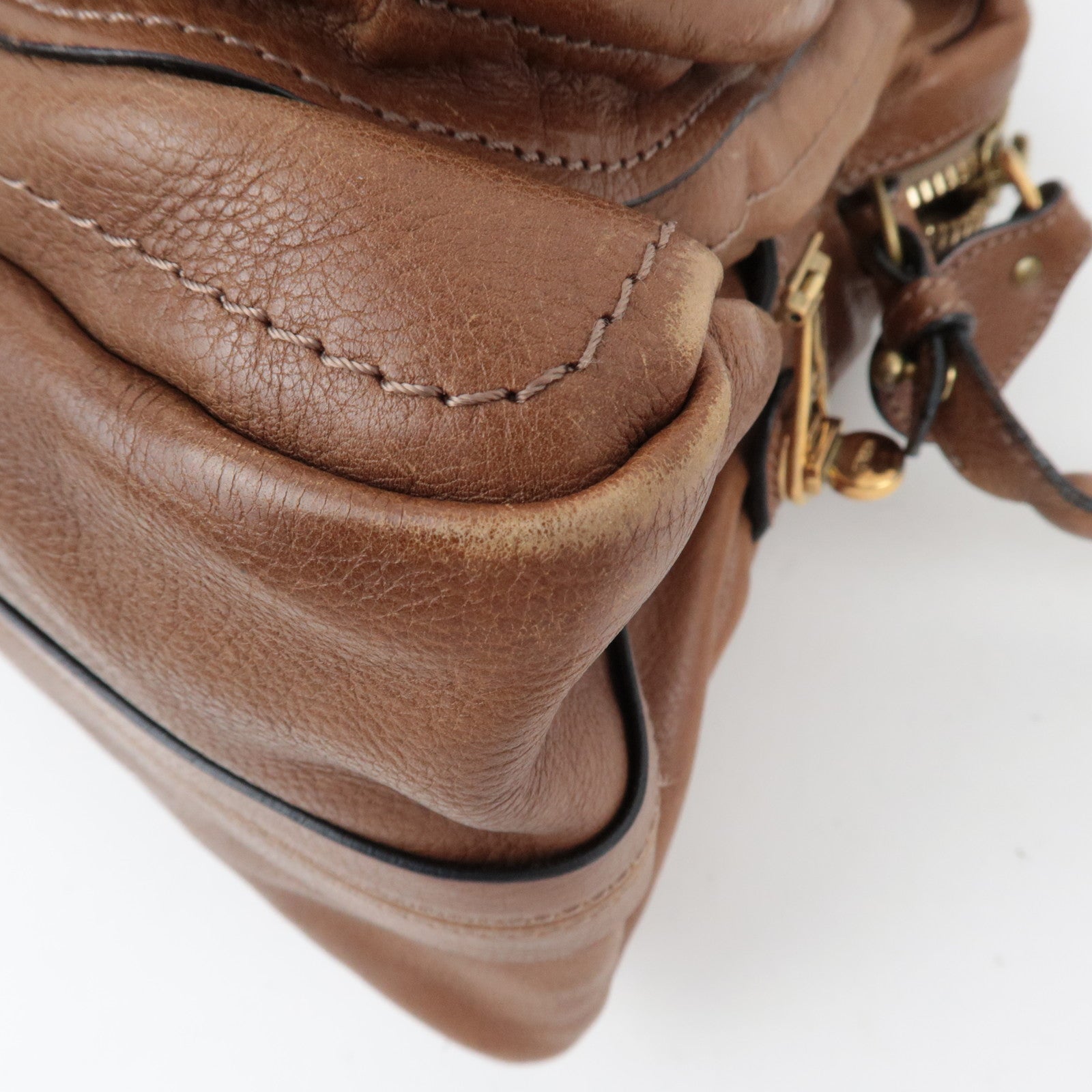 Chloe Paraty 2Way Handbag Shoulder Bag Leather Brown