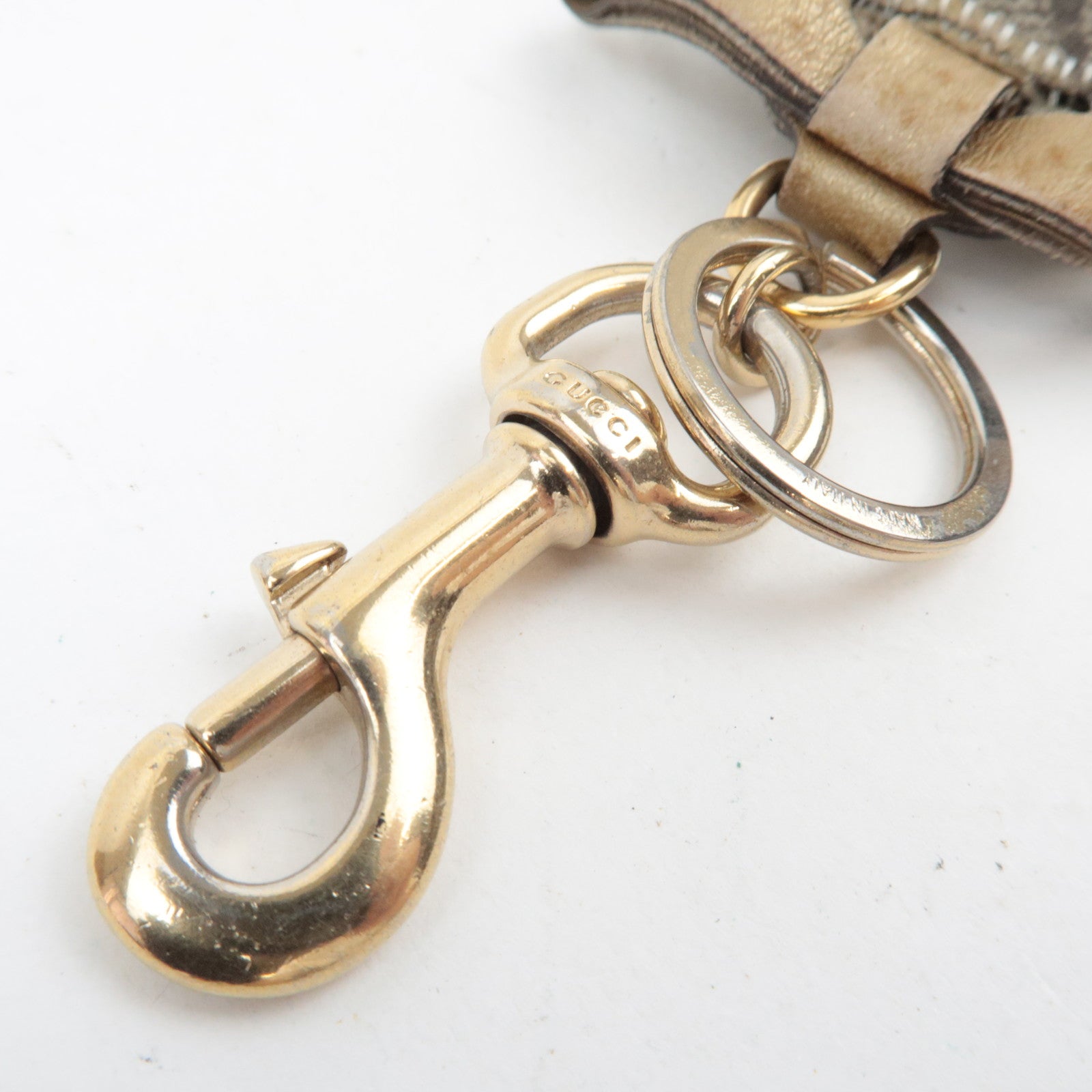 GUCCI GUCCIOLI Beagle Charm Bag Charm Keychain GG Supreme Leather Suede Beige