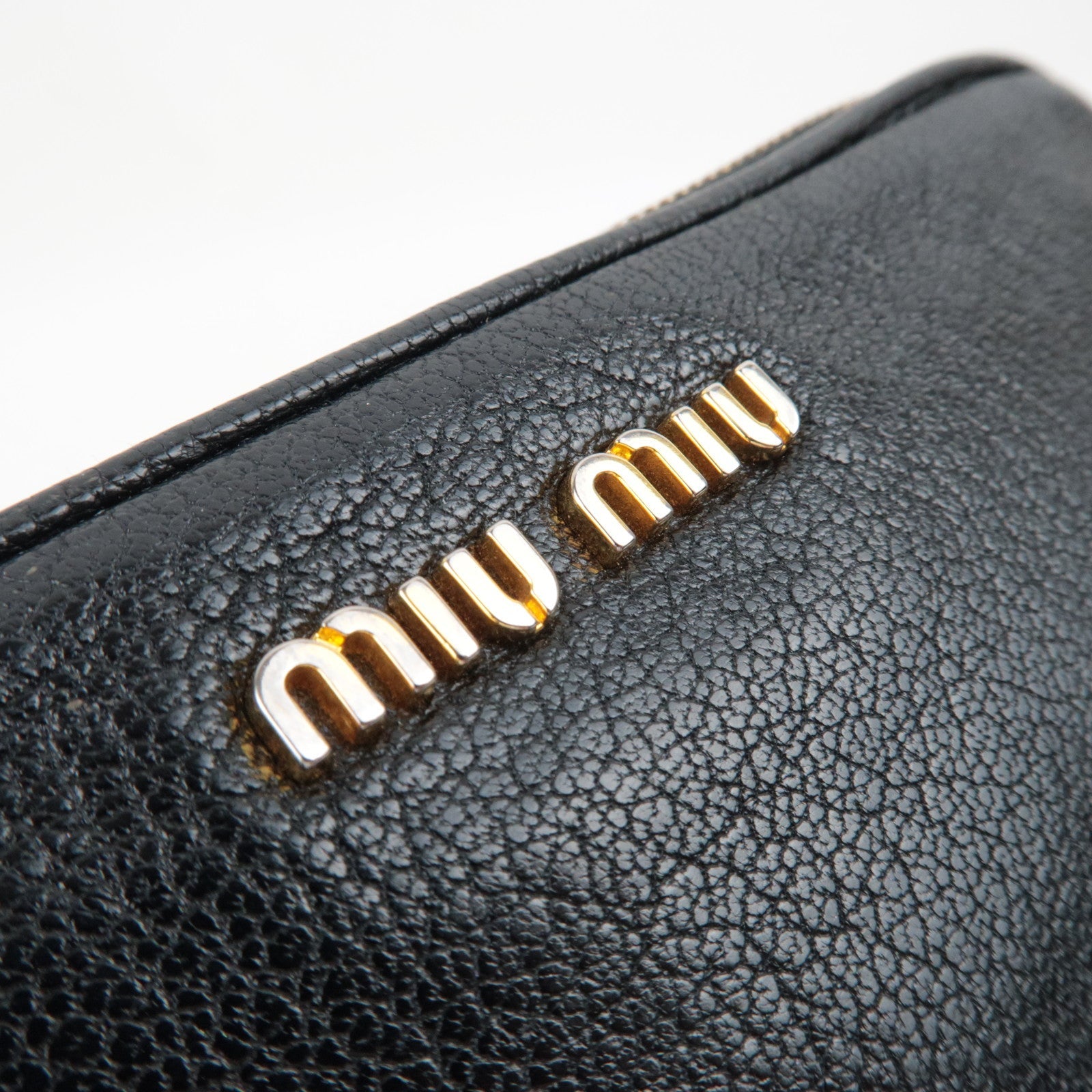 MIU MIU Shoulder Bag Pouch Leather Black 5ZH011 *Box, Strap, Guarantee card