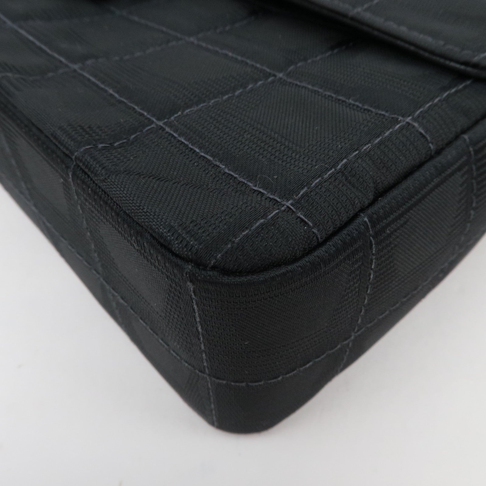 CHANEL New Travel Line Dubbele Ketting Schoudertas Nylon Jacquard Zwart *G kaart 