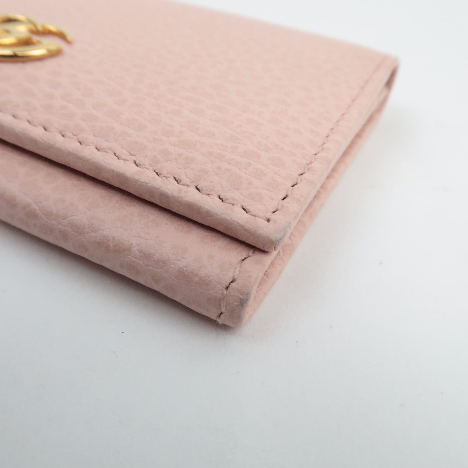 GUCCI Interlocking G Card Case Business Card Holder Leather Pink Black 474748 *Box, Dust bag