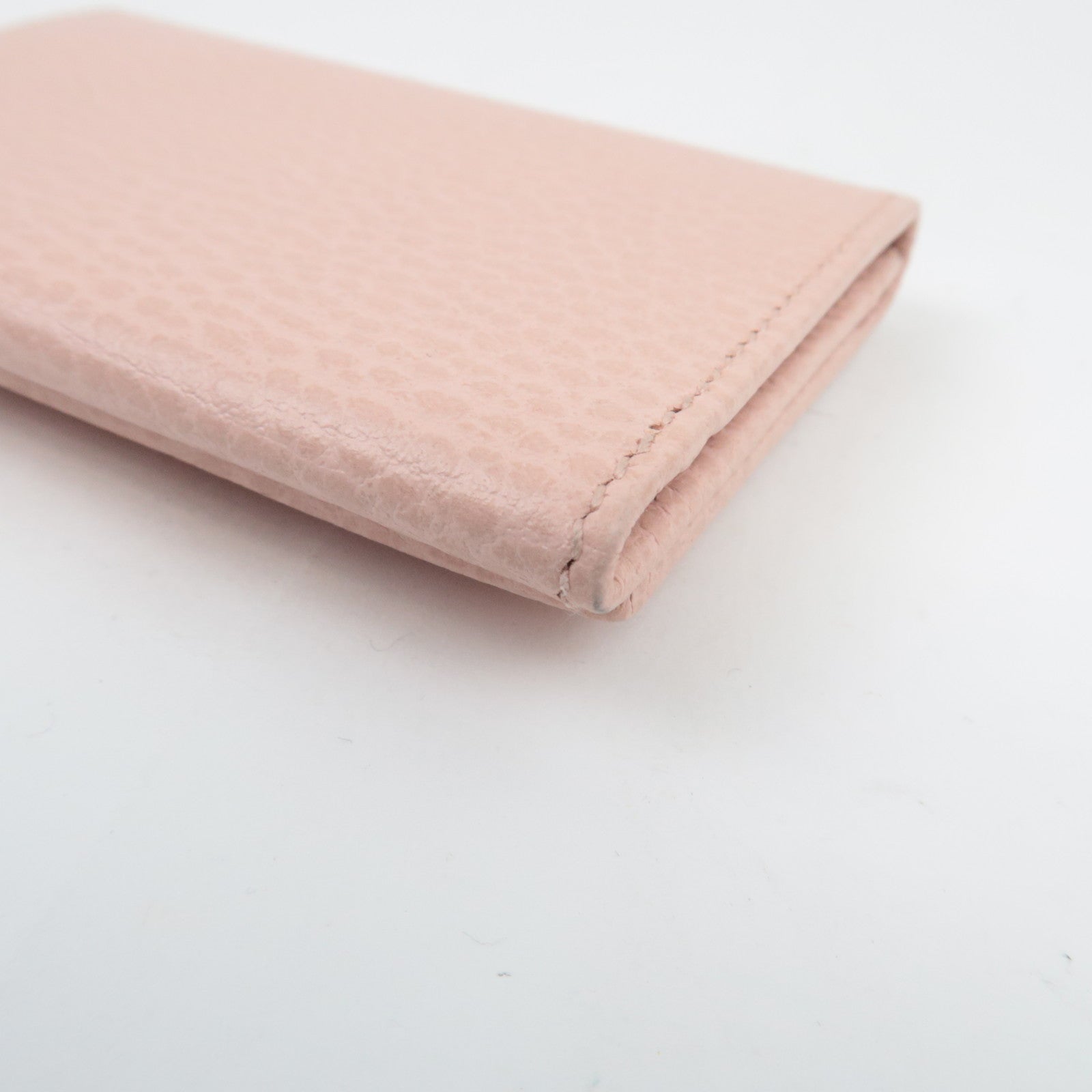 GUCCI Interlocking G Card Case Business Card Holder Leather Pink Black 474748 *Box, Dust bag