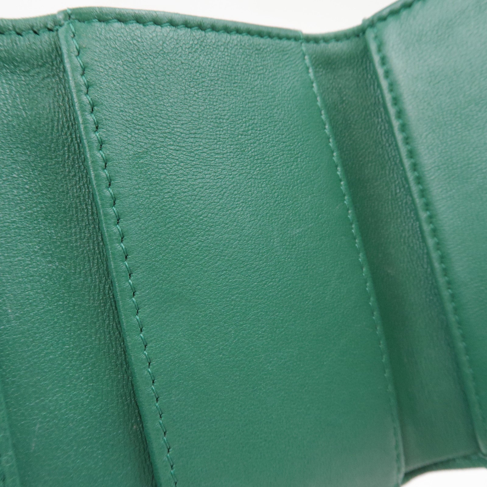 CHANEL Coco Mark Small Flap Wallet Tri-Fold Wallet Lambskin Green LHX2C090 *Box, Dust bag