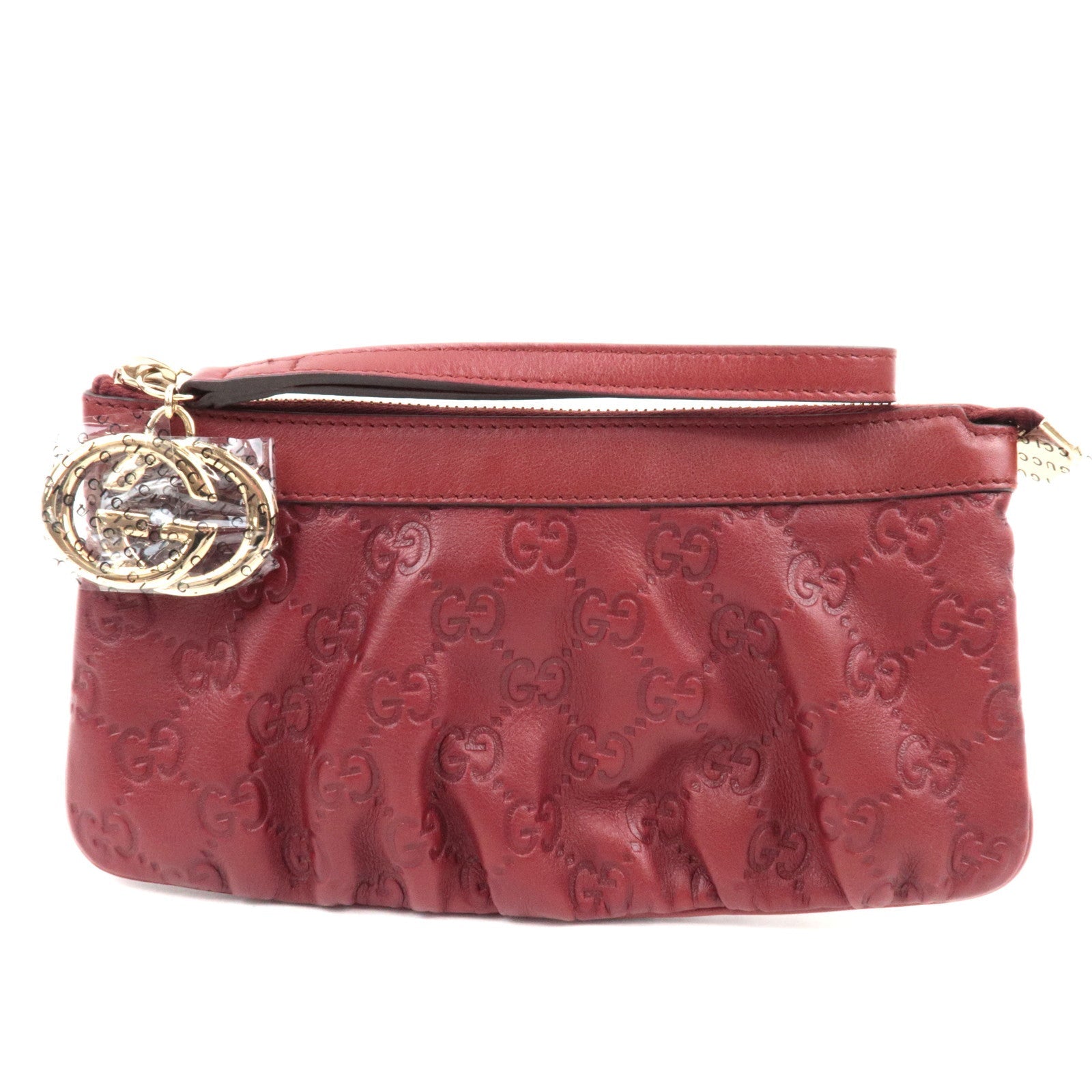 GUCCI Guccissima Cosmetic Pouch Leather Red 21220375148
