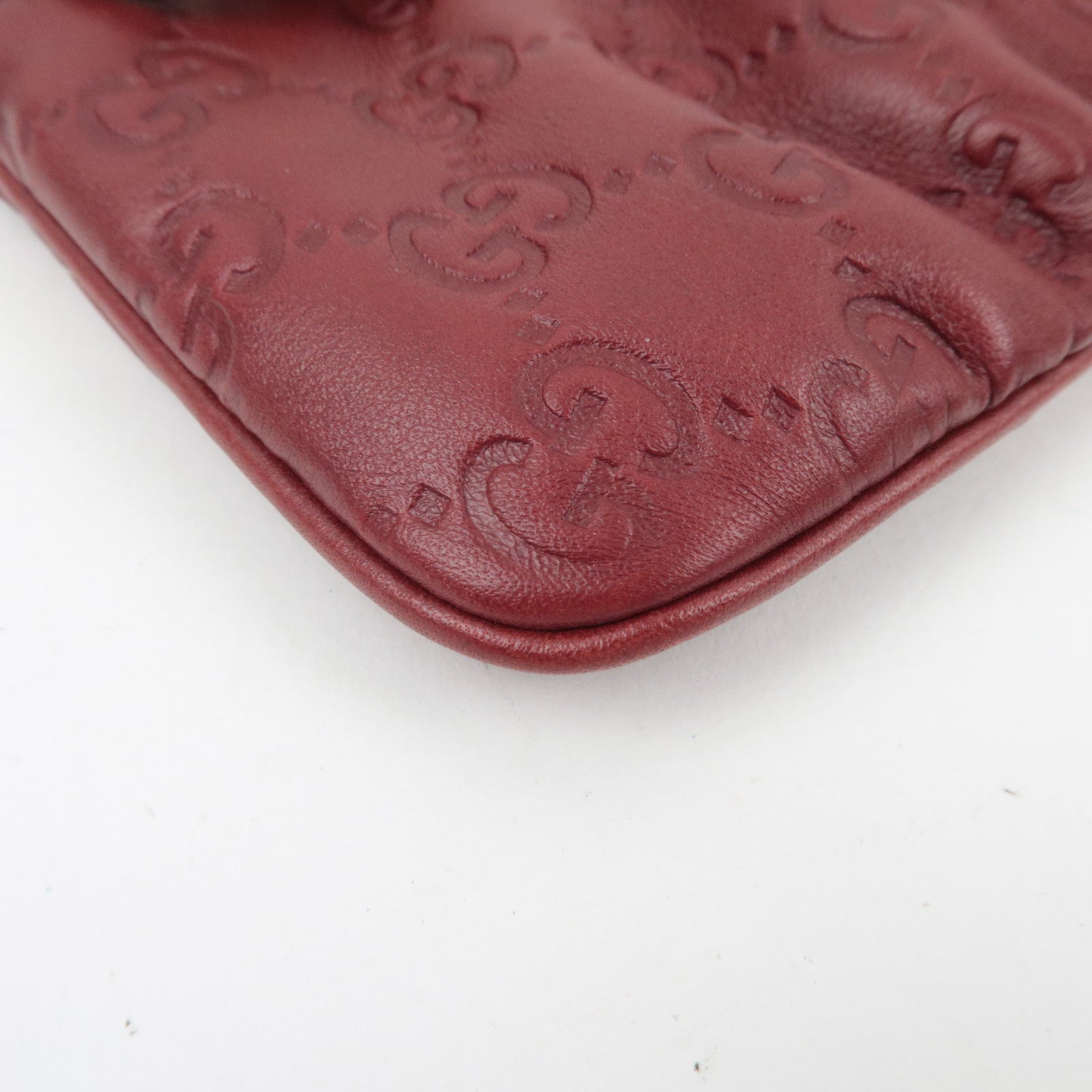 GUCCI Guccissima Cosmetic Pouch Leather Red 212203