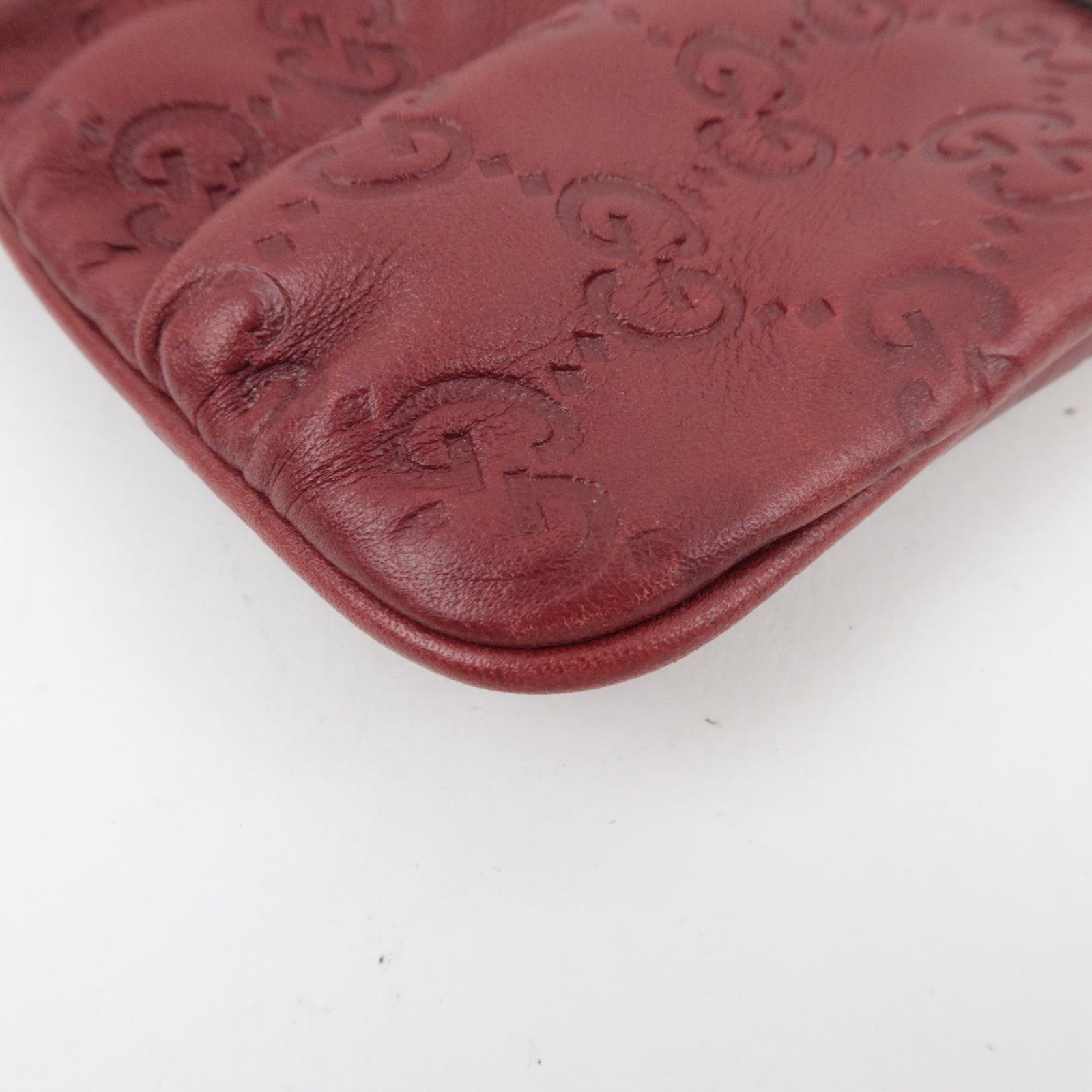 GUCCI Guccissima Cosmetic Pouch Leather Red 212203