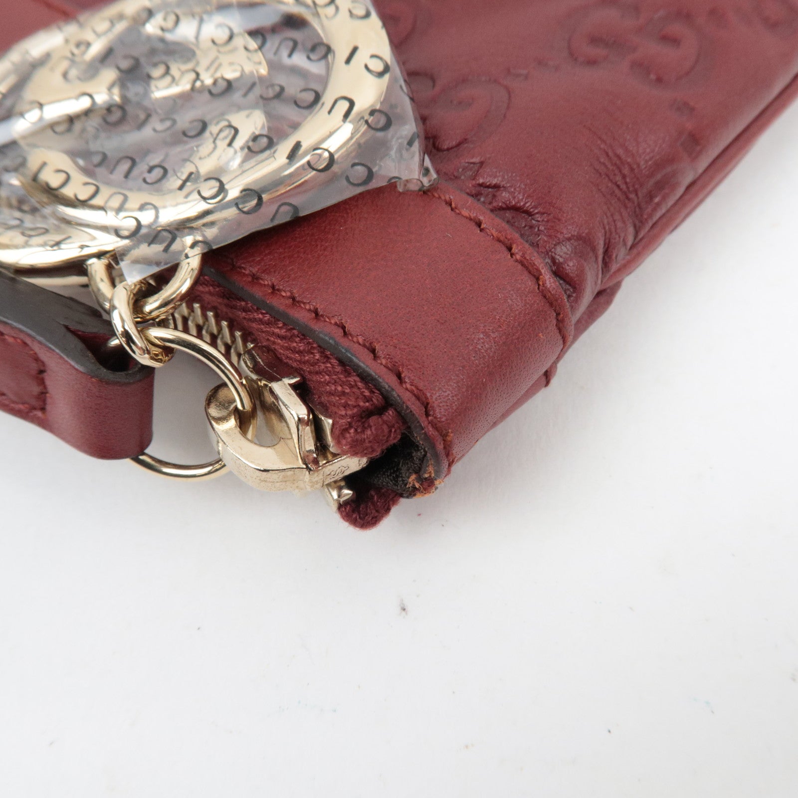 GUCCI Guccissima Cosmetic Pouch Leather Red 212203