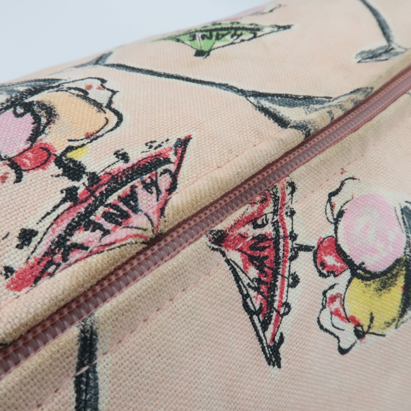 CHANEL Schoudertas Parfait Print Canvas Leer Roze Zwart 8717520 