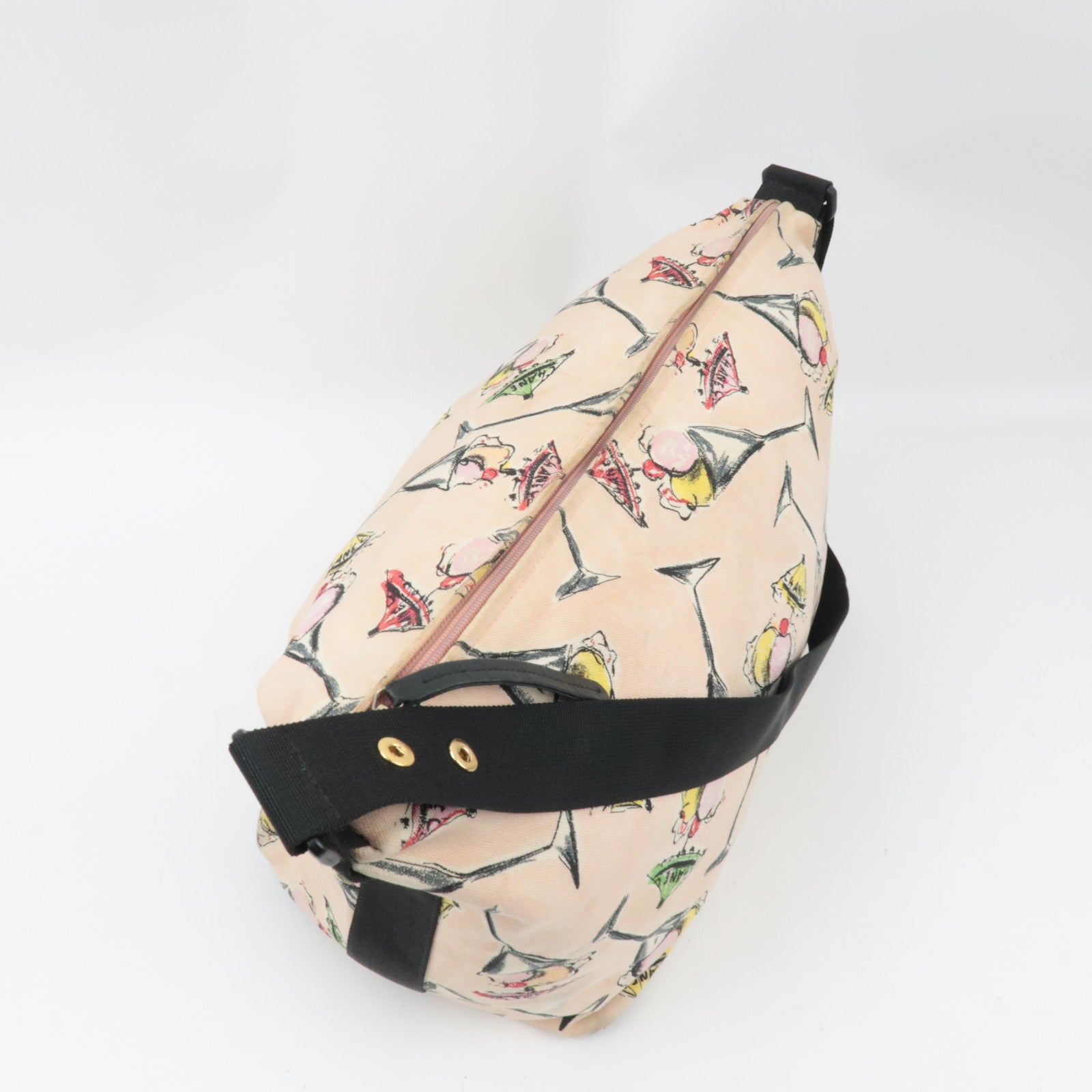 CHANEL Schoudertas Parfait Print Canvas Leer Roze Zwart 8717520 