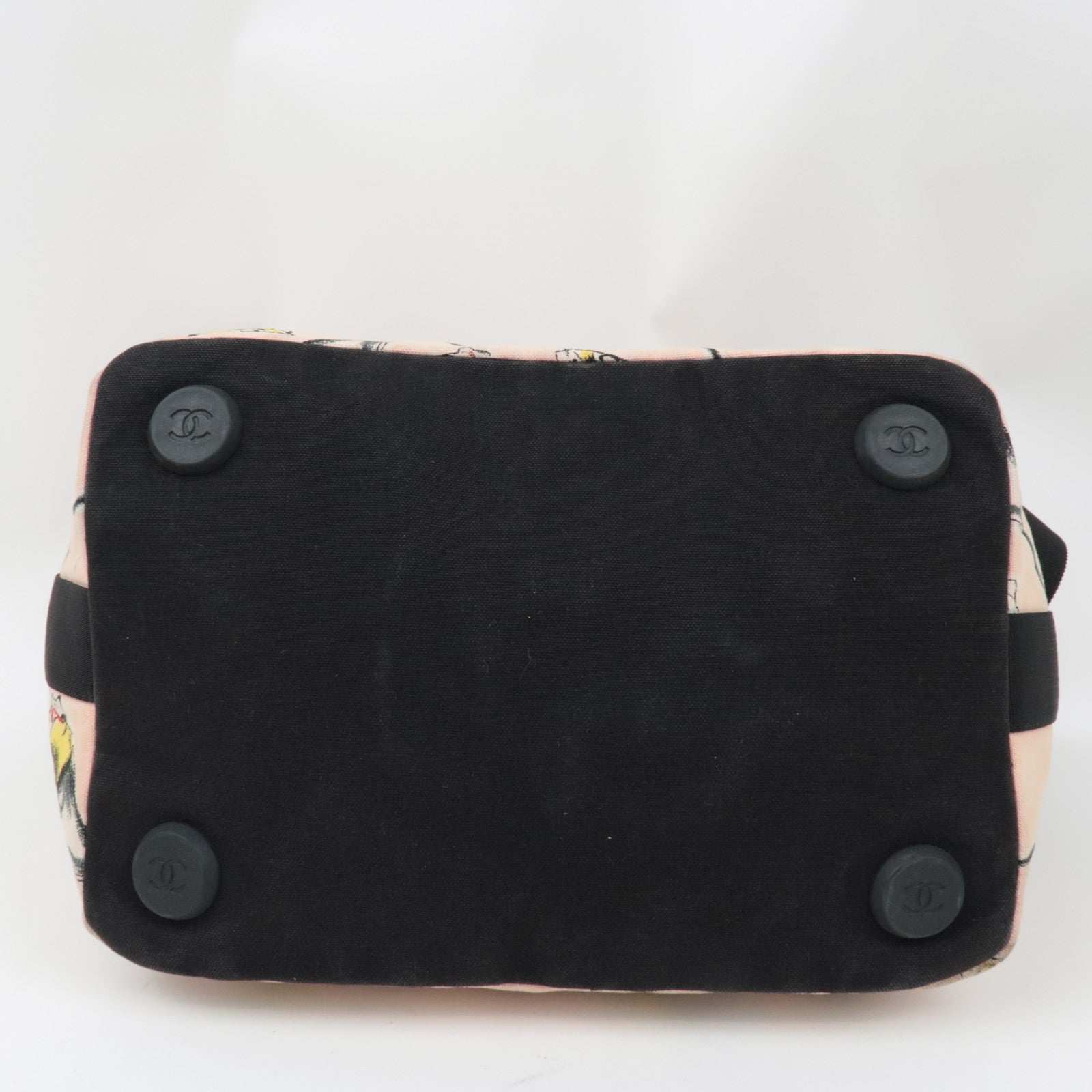 CHANEL Schoudertas Parfait Print Canvas Leer Roze Zwart 8717520 