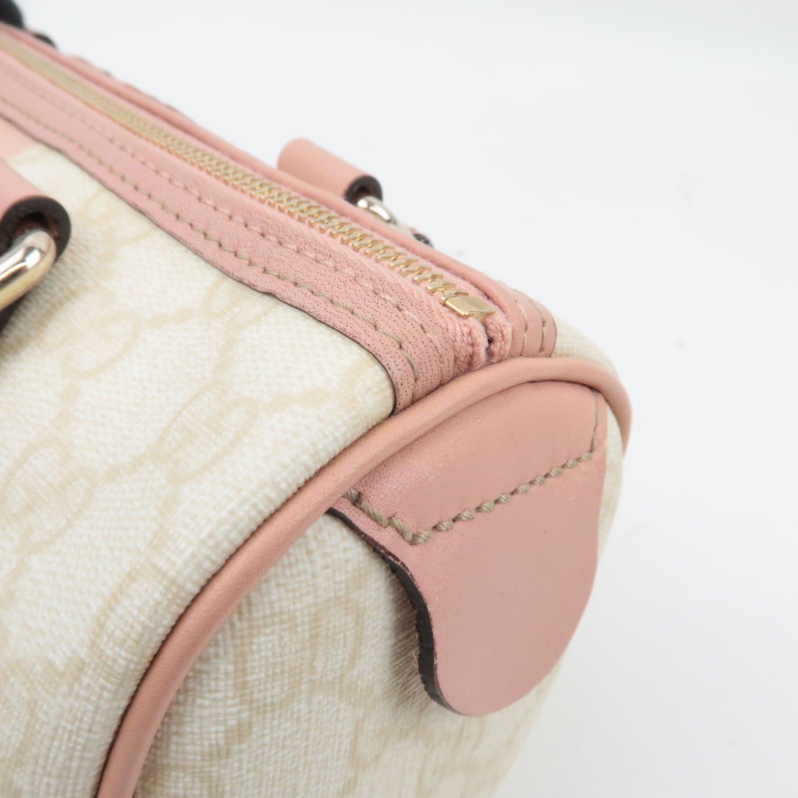 GUCCI Joyline Mini Boston Handbag GG Supreme Leather Ivory Pink 190257 *Dust bag