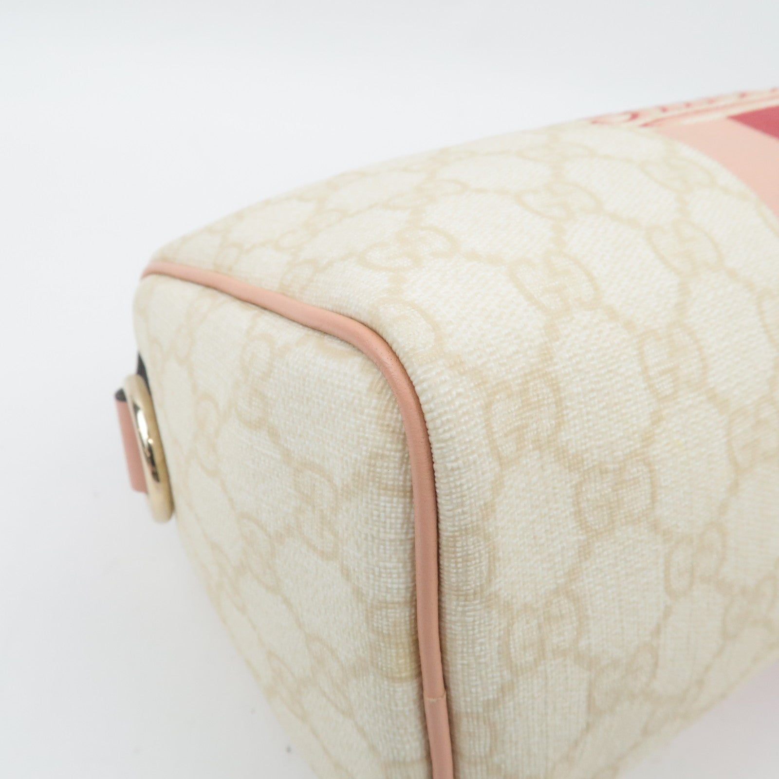 GUCCI Joyline Mini Boston Handbag GG Supreme Leather Ivory Pink 190257 *Dust bag