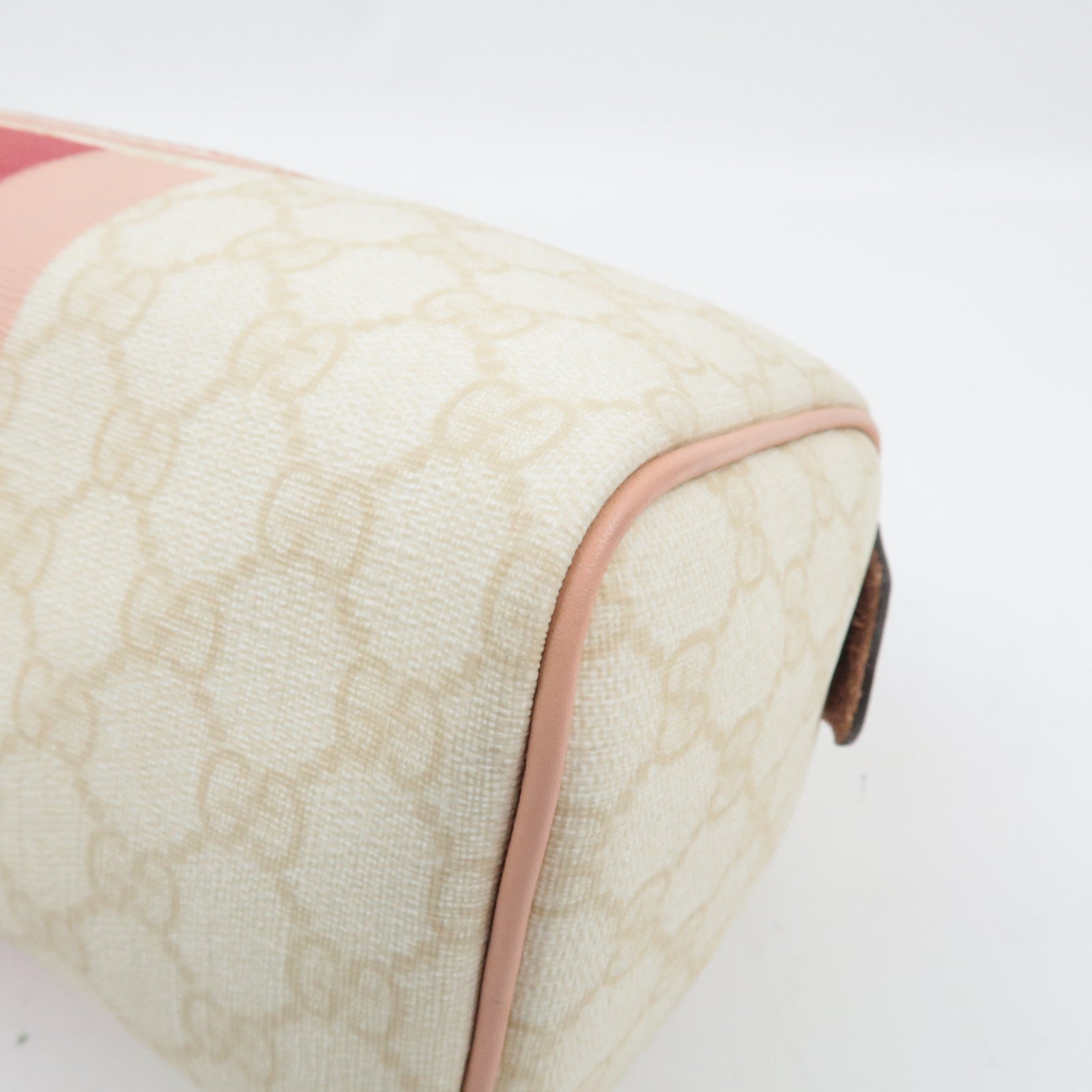 GUCCI Joyline Mini Boston Handbag GG Supreme Leather Ivory Pink 190257 *Dust bag