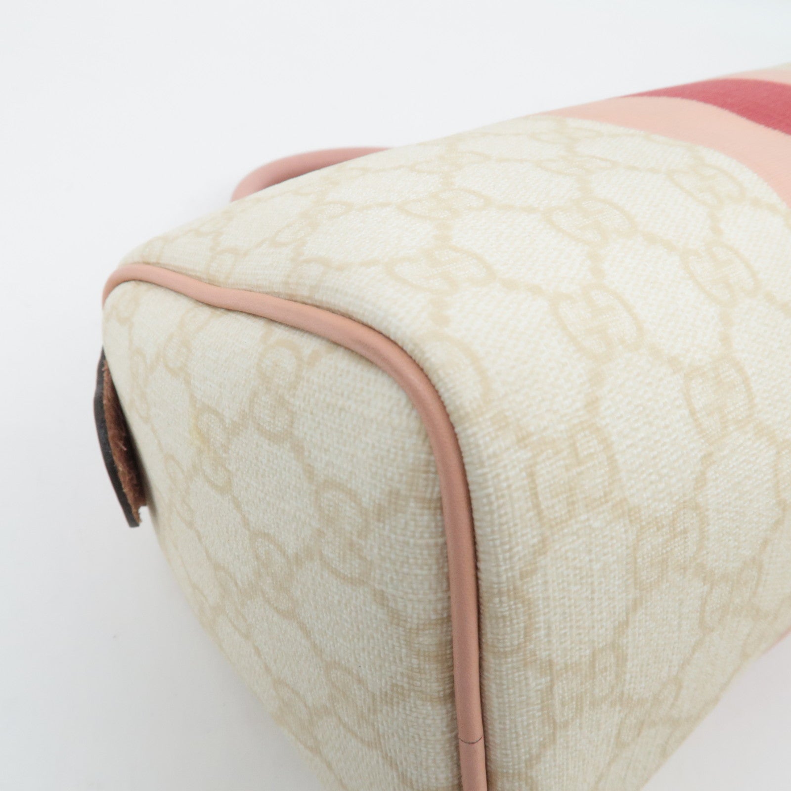 GUCCI Joyline Mini Boston Handbag GG Supreme Leather Ivory Pink 190257 *Dust bag