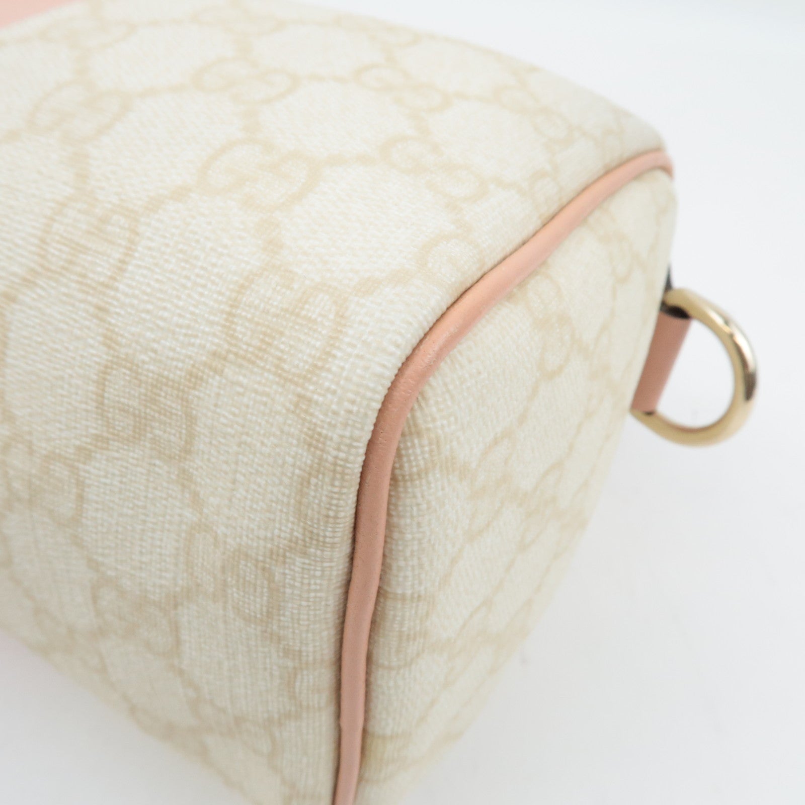 GUCCI Joyline Mini Boston Handbag GG Supreme Leather Ivory Pink 190257 *Dust bag