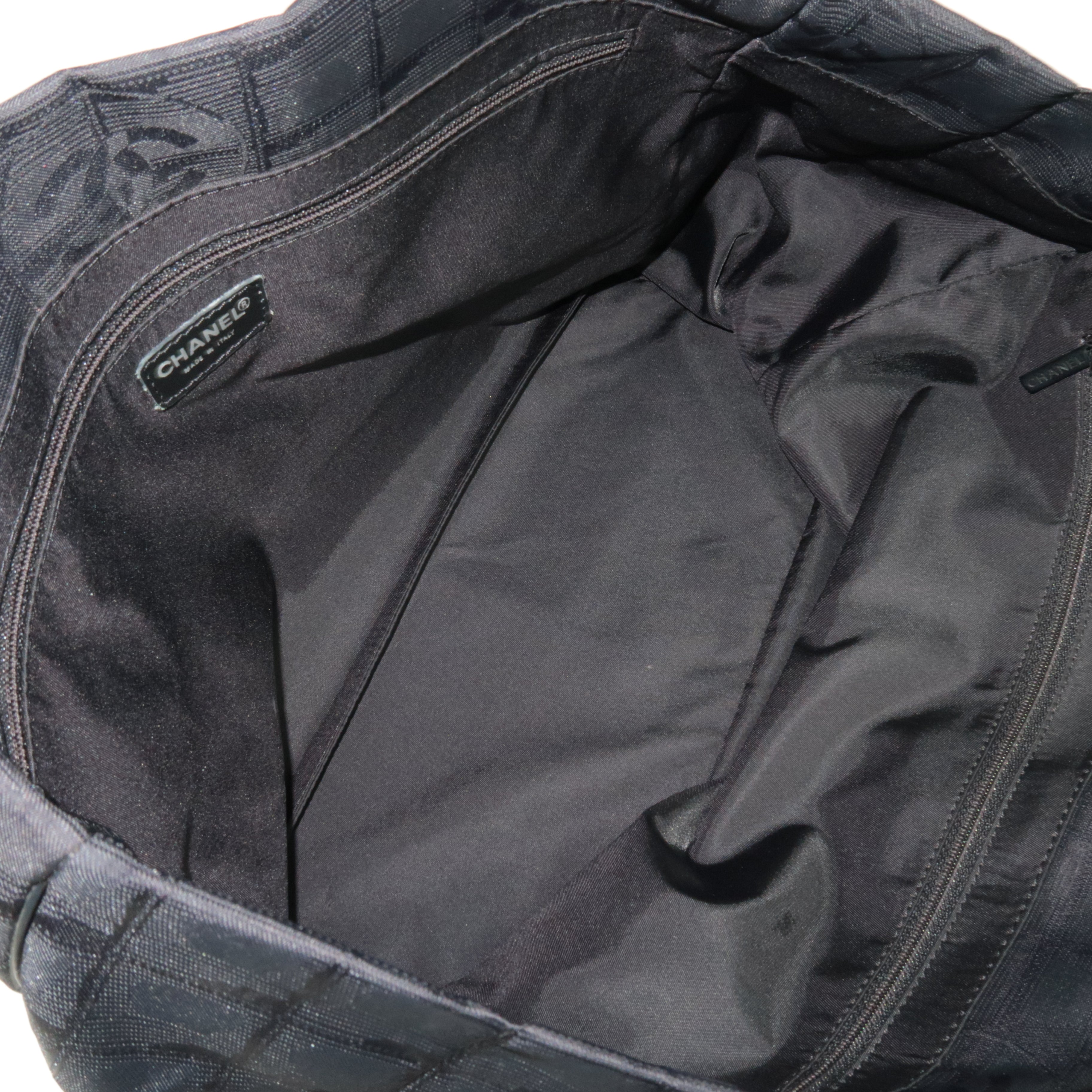 CHANEL New Travel Line Tote MM Nylon Jacquard Leather Black A15991 7762107