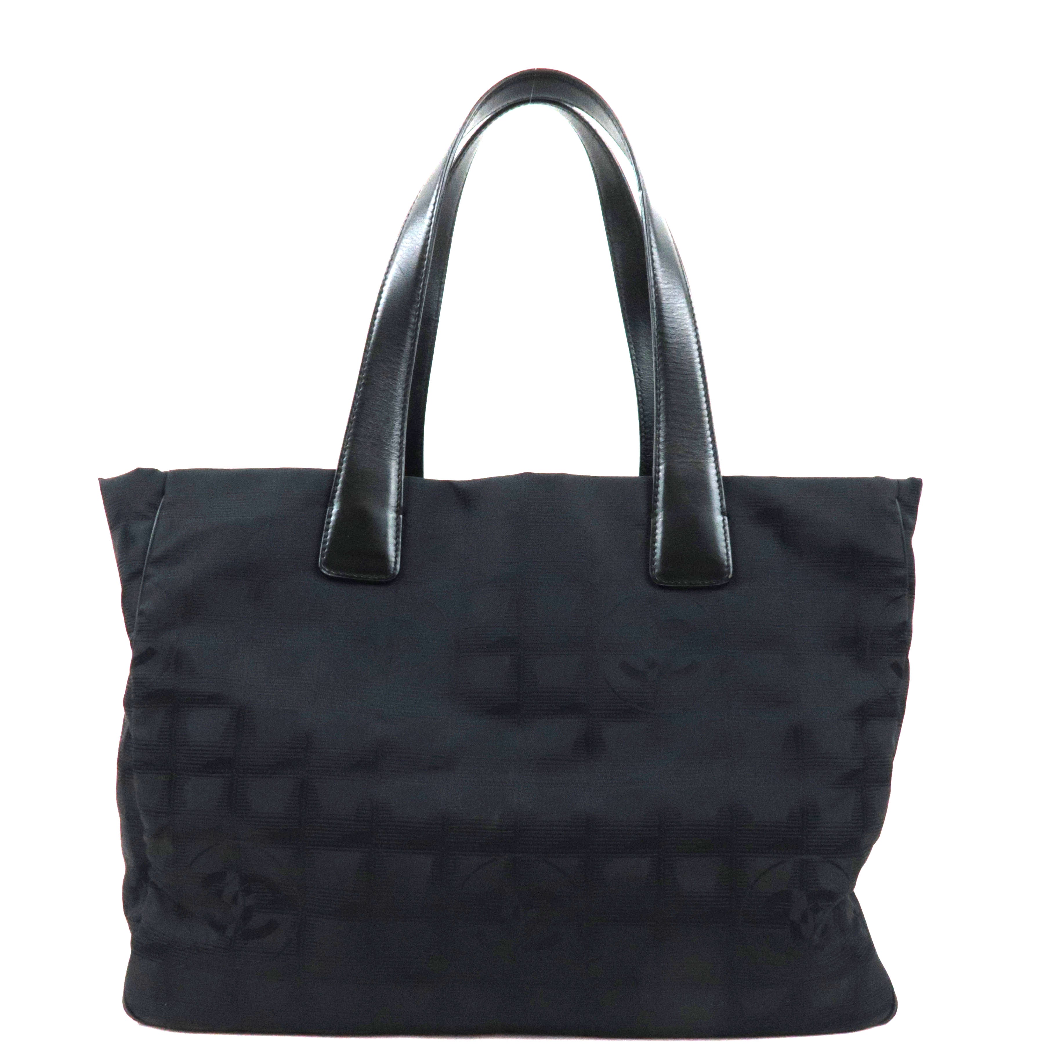 CHANEL New Travel Line Tote MM Nylon Jacquard Leather Black A15991 7762107