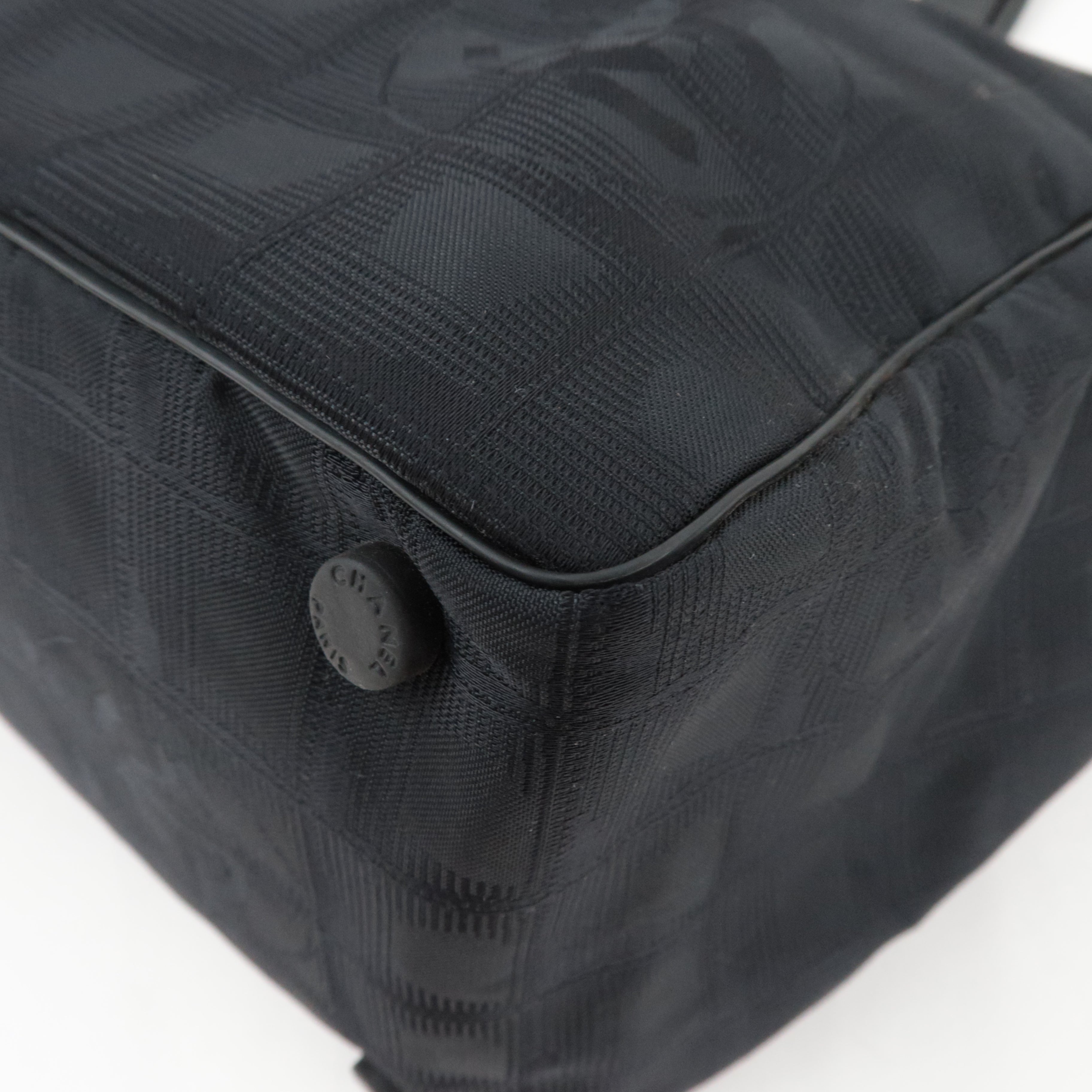 CHANEL New Travel Line Tote MM Nylon Jacquard Leather Black A15991 7762107