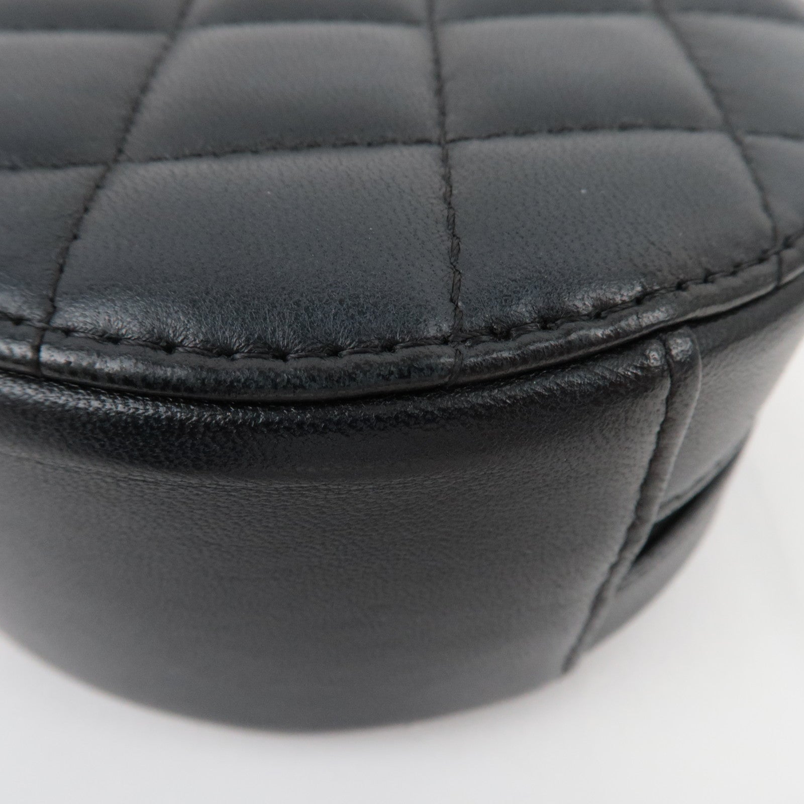 CHANEL Matelasse Round Chain Shoulder Bag Lambskin Black 27836776 *G card