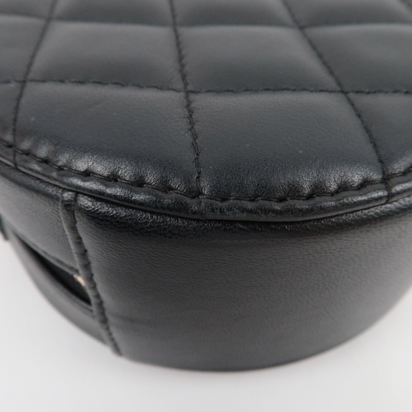 CHANEL Matelasse Round Chain Shoulder Bag Lambskin Black 27836776 *G card