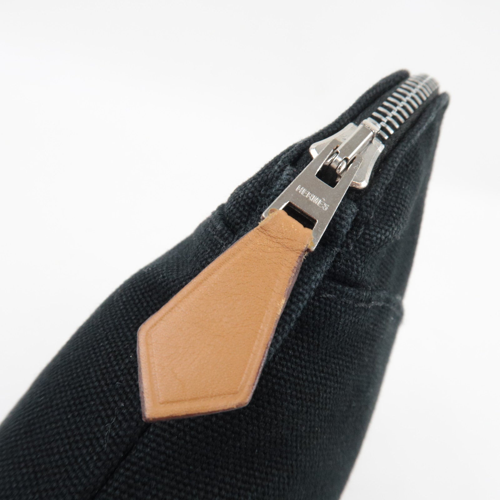 HERMES Bolide Pouch Mini 20 Cosmetic Pouch Canvas Leather Black