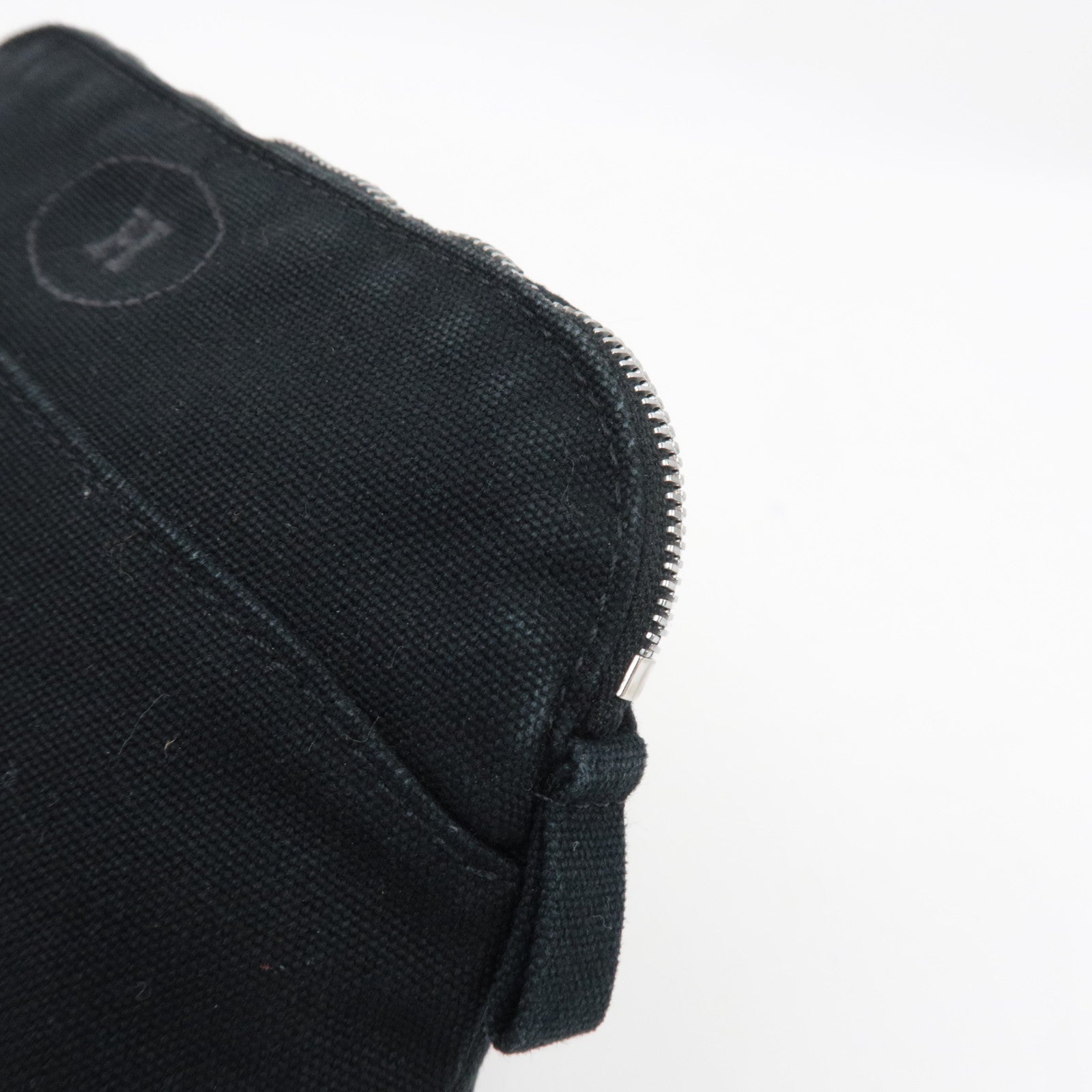 HERMES Bolide Pouch Mini 20 Cosmetic Pouch Canvas Leather Black