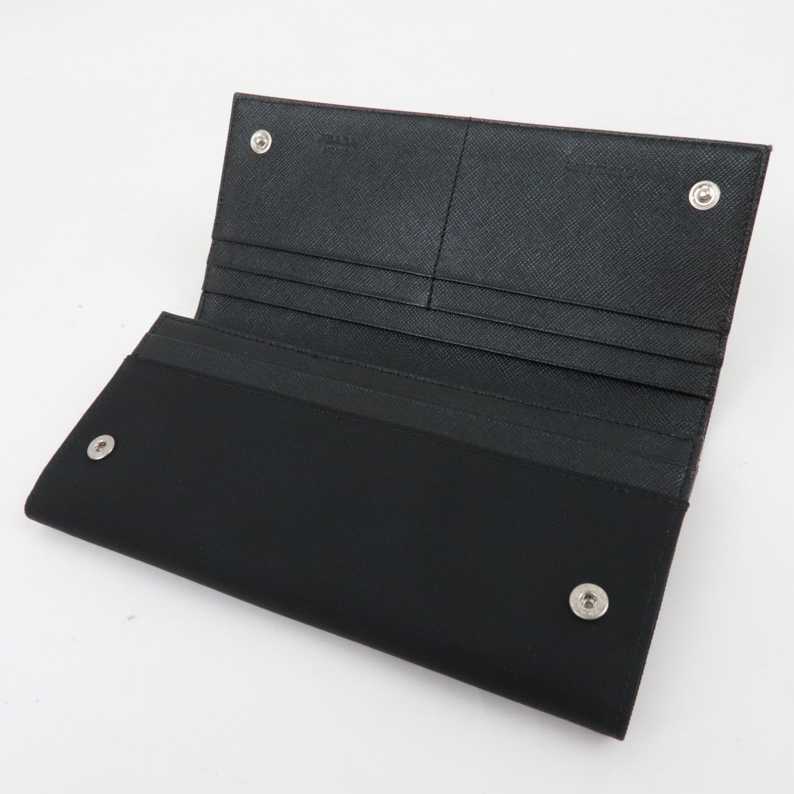 PRADA Bi-Fold Long Wallet Nylon Black