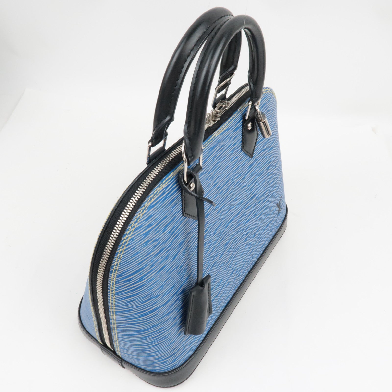 Louis Vuitton Epi Denim Alma PM Handbag Denim Blue M51052 SD0146 Key Lock, Clochette