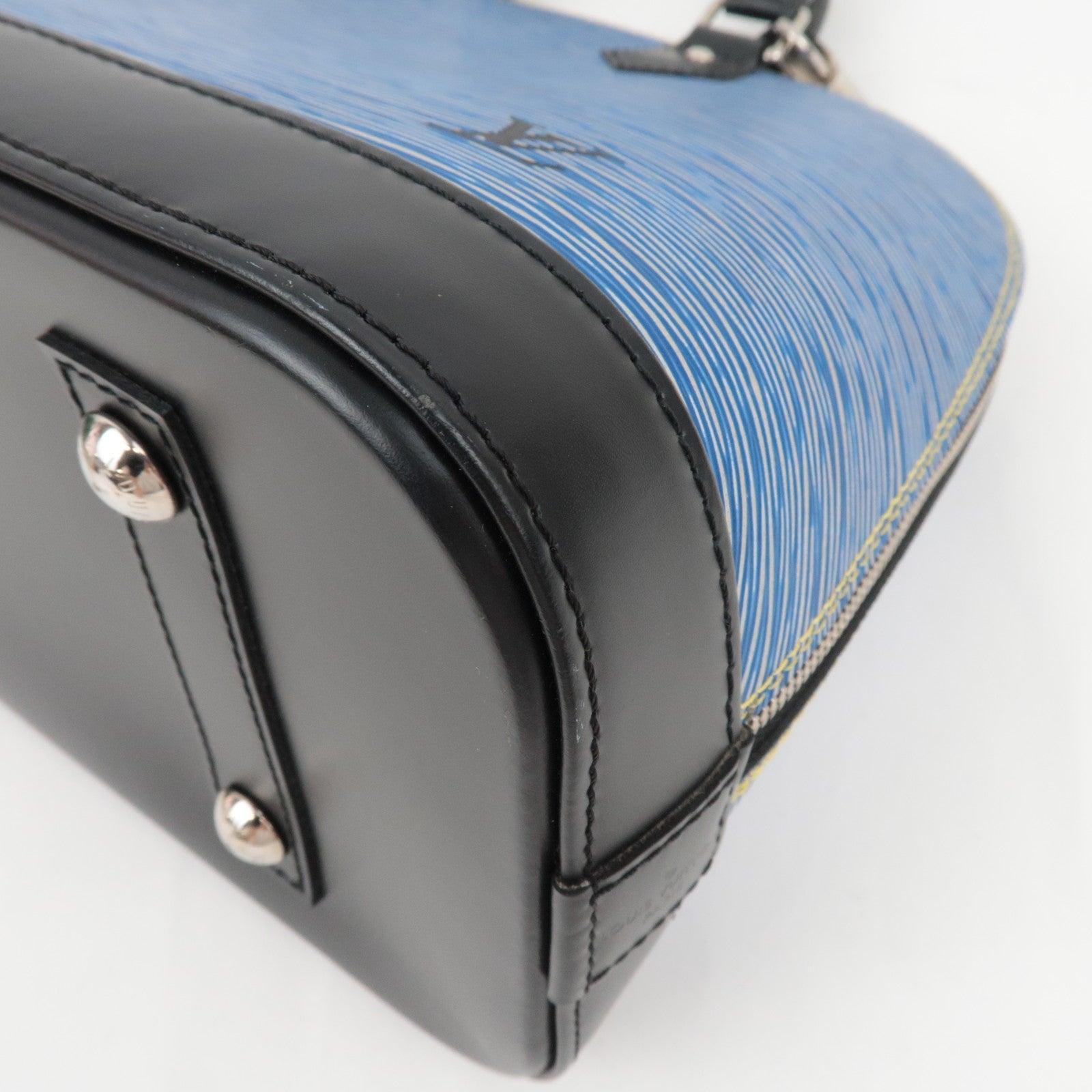 Louis Vuitton Epi Denim Alma PM Handbag Denim Blue M51052 SD0146 Key Lock, Clochette