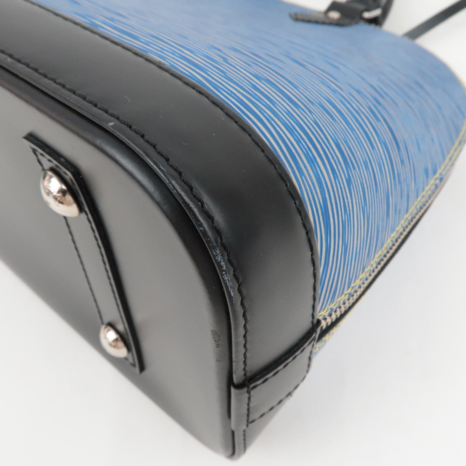 Louis Vuitton Epi Denim Alma PM Handbag Denim Blue M51052 SD0146 Key Lock, Clochette