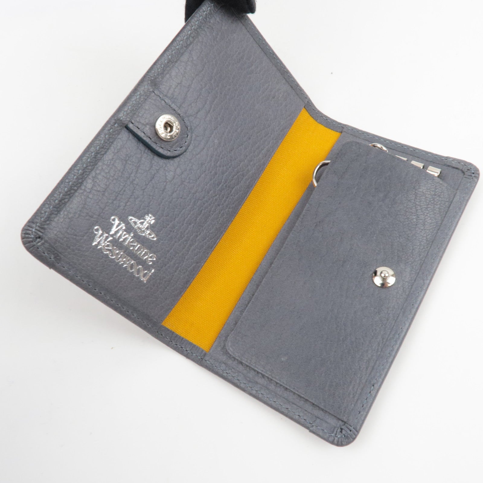 Vivienne Westwood Plaid Pattern Canvas Leather Key Case Grey Multicolor