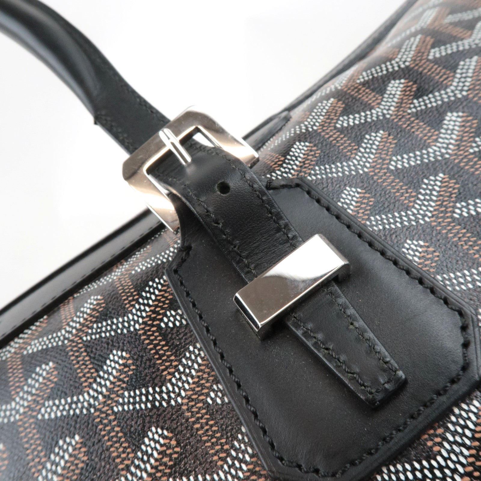 Goyard Herringbone Boeing 55 Travel Bag PVC Leather Black *Dust bag, Key Lock