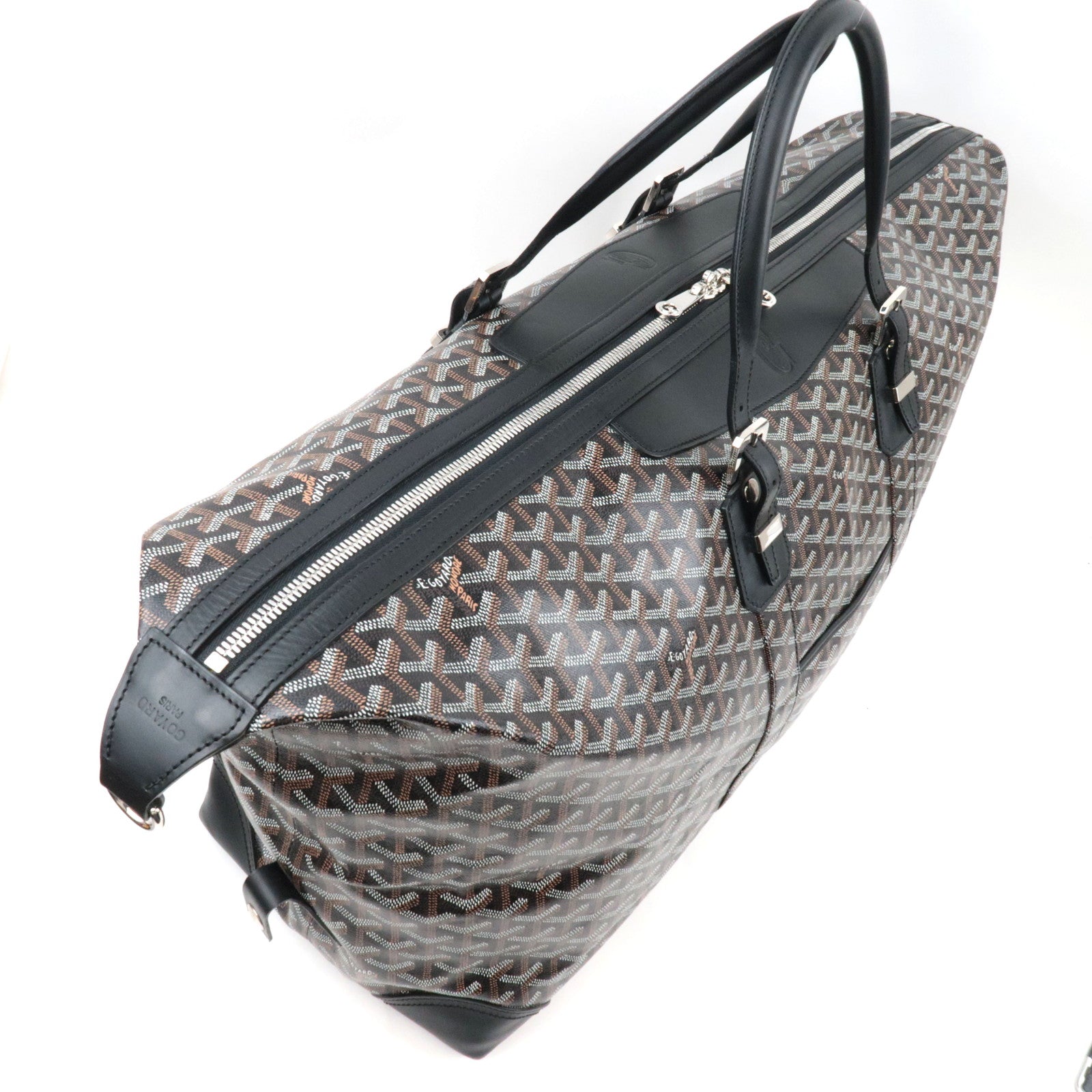 Goyard Herringbone Boeing 55 Travel Bag PVC Leather Black *Dust bag, Key Lock