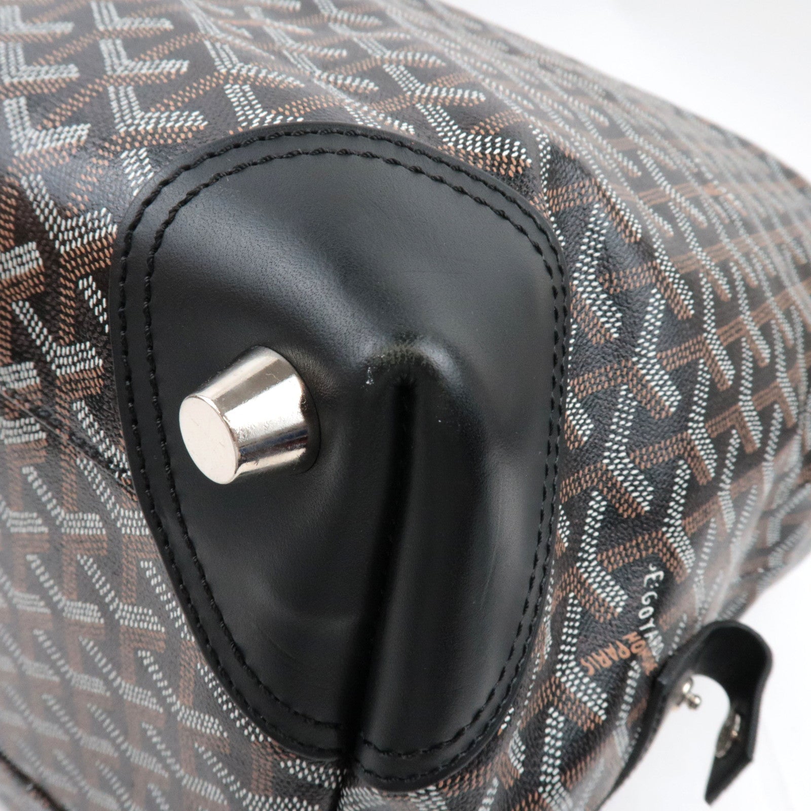 Goyard Herringbone Boeing 55 Travel Bag PVC Leather Black *Dust bag, Key Lock