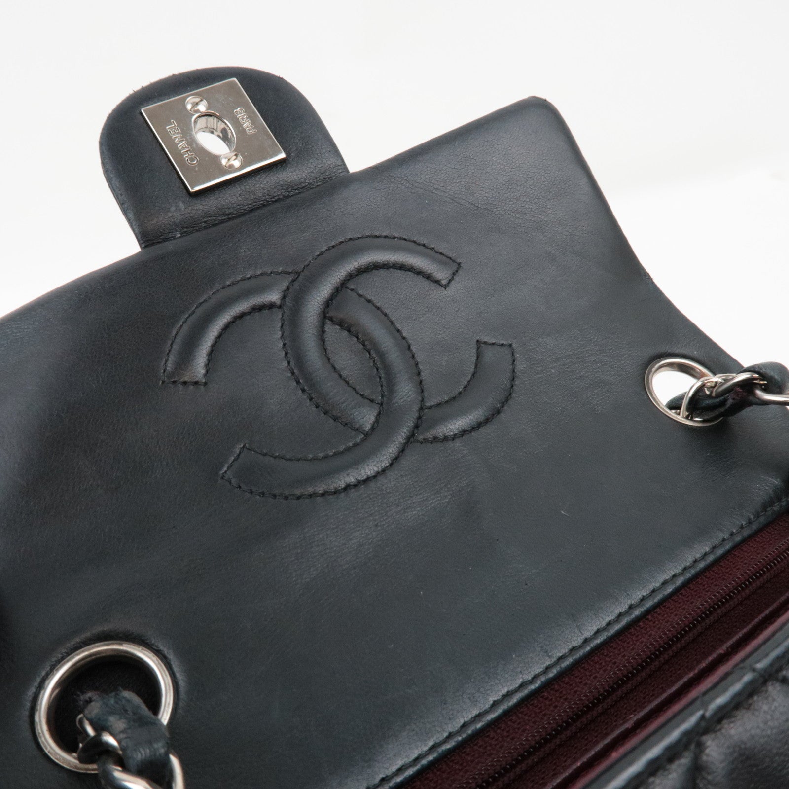 CHANEL Mini Matelasse 17 Chain Shoulder Bag Single Flap Lambskin Black 6143404