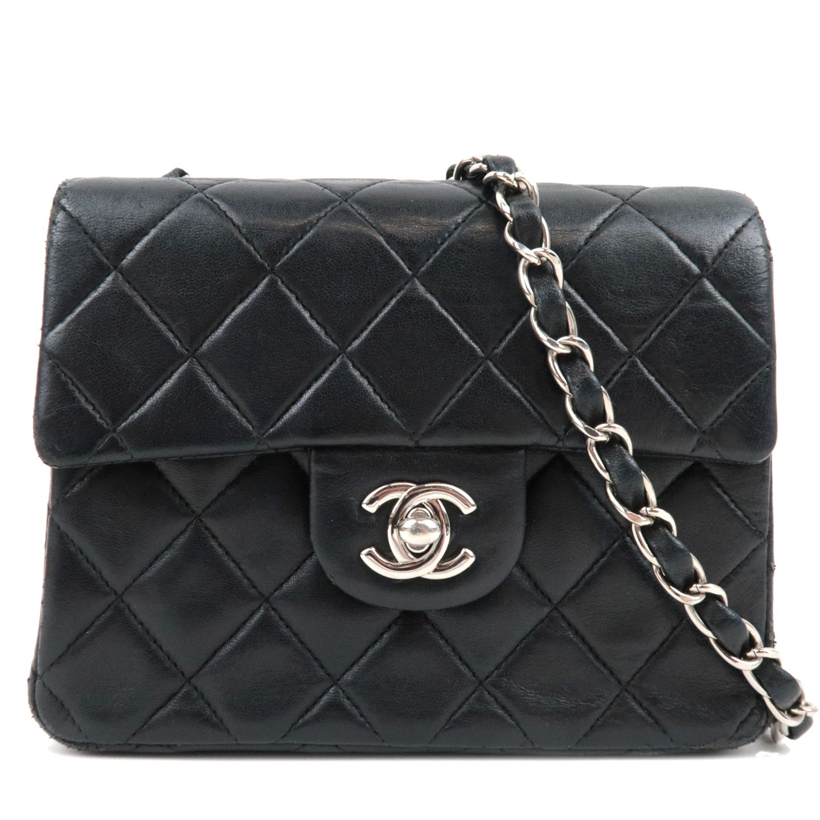 CHANEL Mini Matelasse 17 Chain Shoulder Bag Single Flap Lambskin Black 6143404 75445