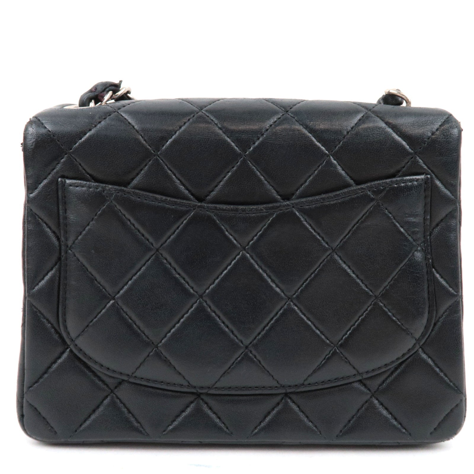 CHANEL Mini Matelasse 17 Chain Shoulder Bag Single Flap Lambskin Black 6143404