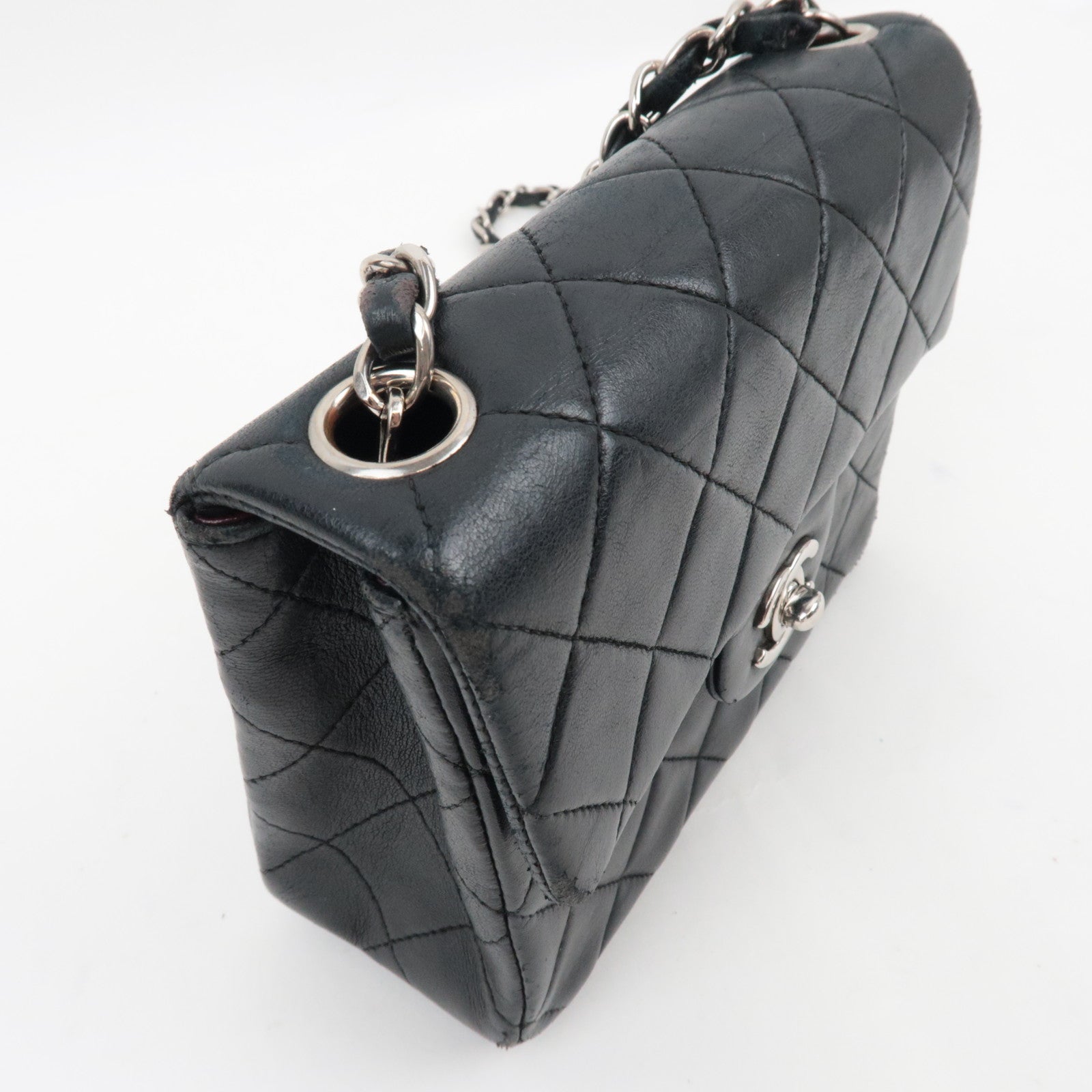 CHANEL Mini Matelasse 17 Chain Shoulder Bag Single Flap Lambskin Black 6143404