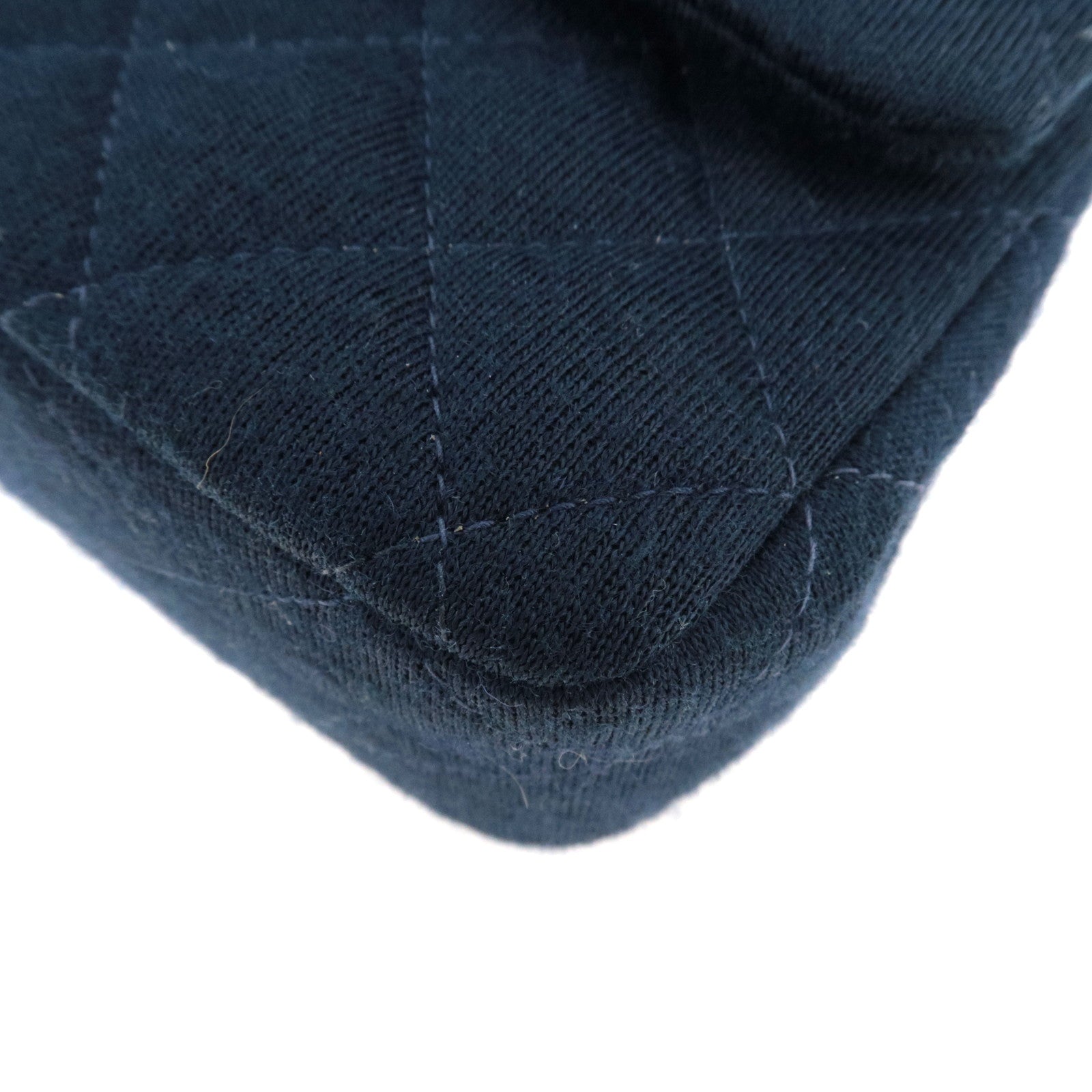 CHANEL Matelasse 25 Double Flap Chain Shoulder Bag Cotton Navy Gold HDW 7129052