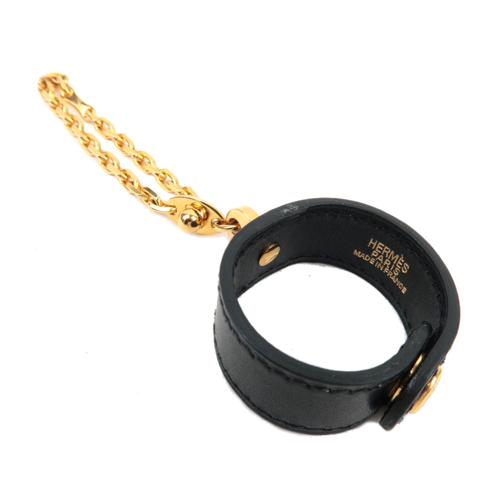 HERMES Glove Holder Box Calf Black G Metal Fittings  *Box75458