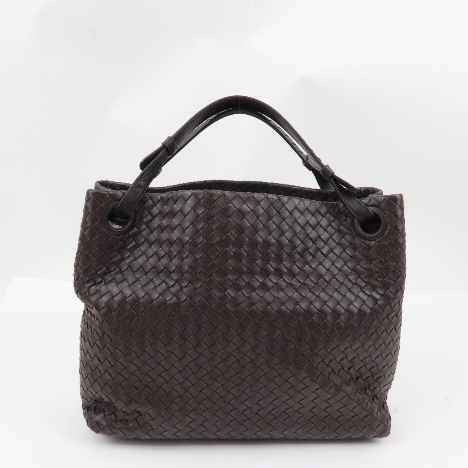 BOTTEGA VENETA Intrecciato Medium Garda Hand Bag Leather Brown 179320 *Dust bag, Mirror