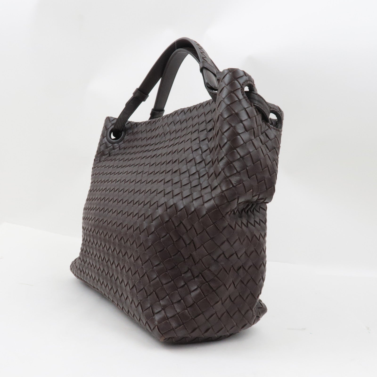 BOTTEGA VENETA Intrecciato Medium Garda Hand Bag Leather Brown 179320 *Dust bag, Mirror