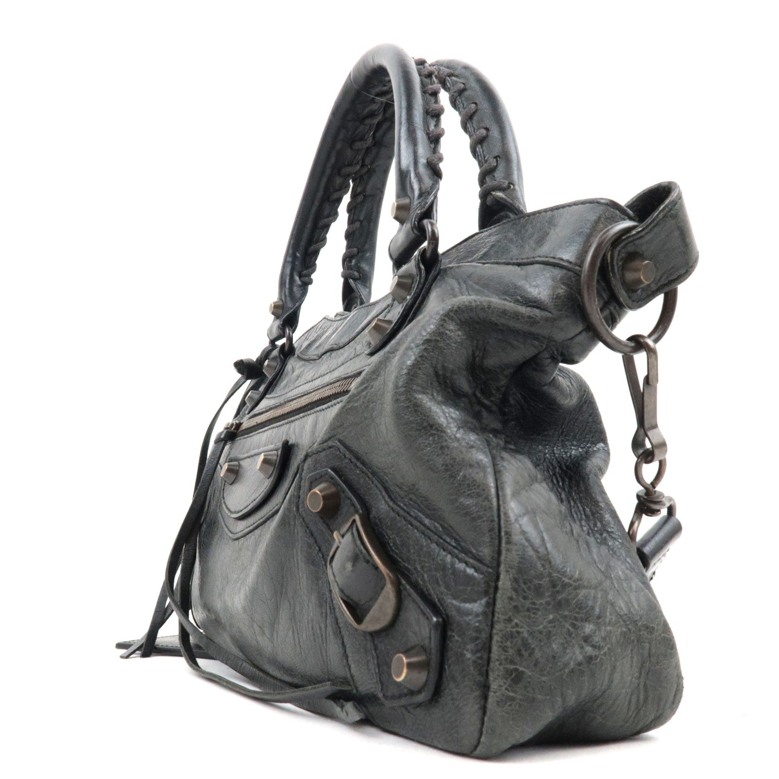 BALENCIAGA The First 2Way Bag Leather Black 103208 *Strap, Mirror