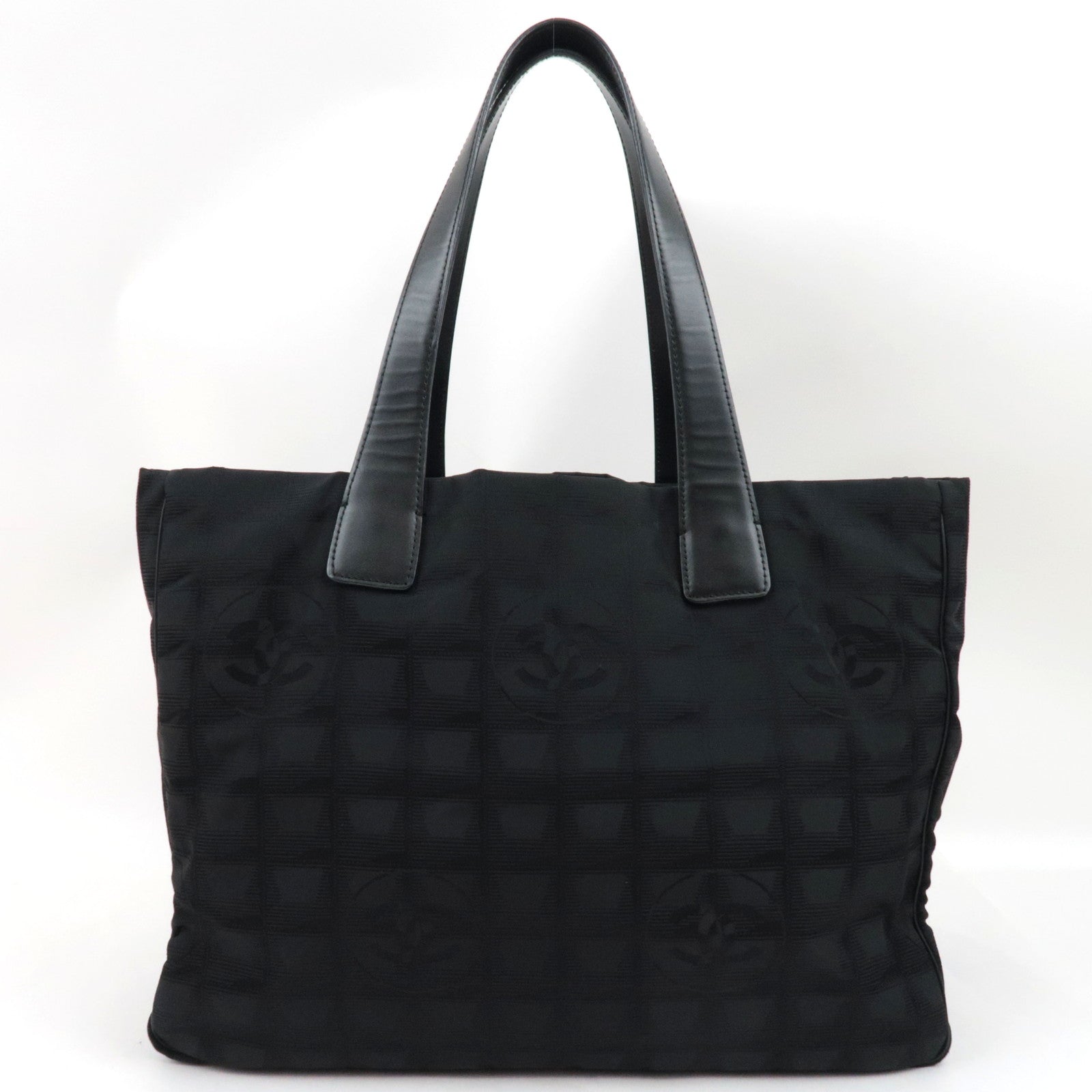 CHANEL New Travel Line Tote MM Nylon Jacquard Leather Black A15991 8888573