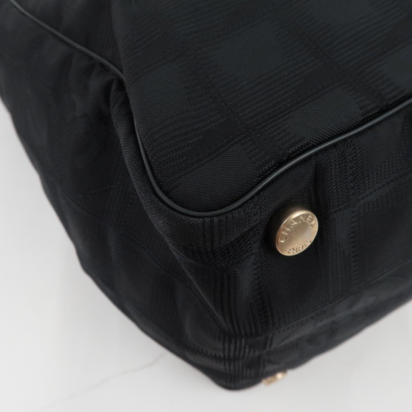 CHANEL New Travel Line Tote MM Nylon Jacquard Leather Black A15991 8888573
