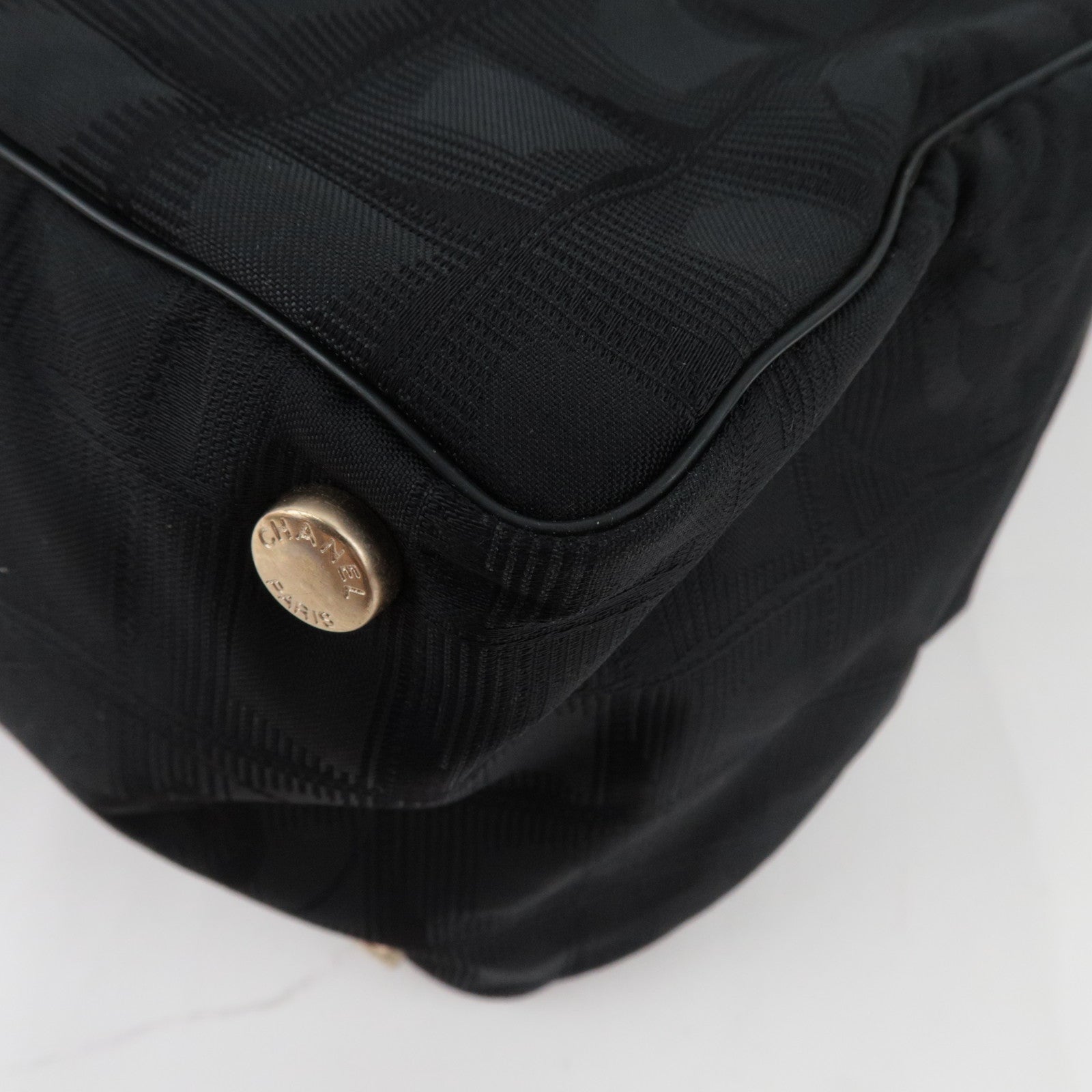 CHANEL New Travel Line Tote MM Nylon Jacquard Leather Black A15991 8888573